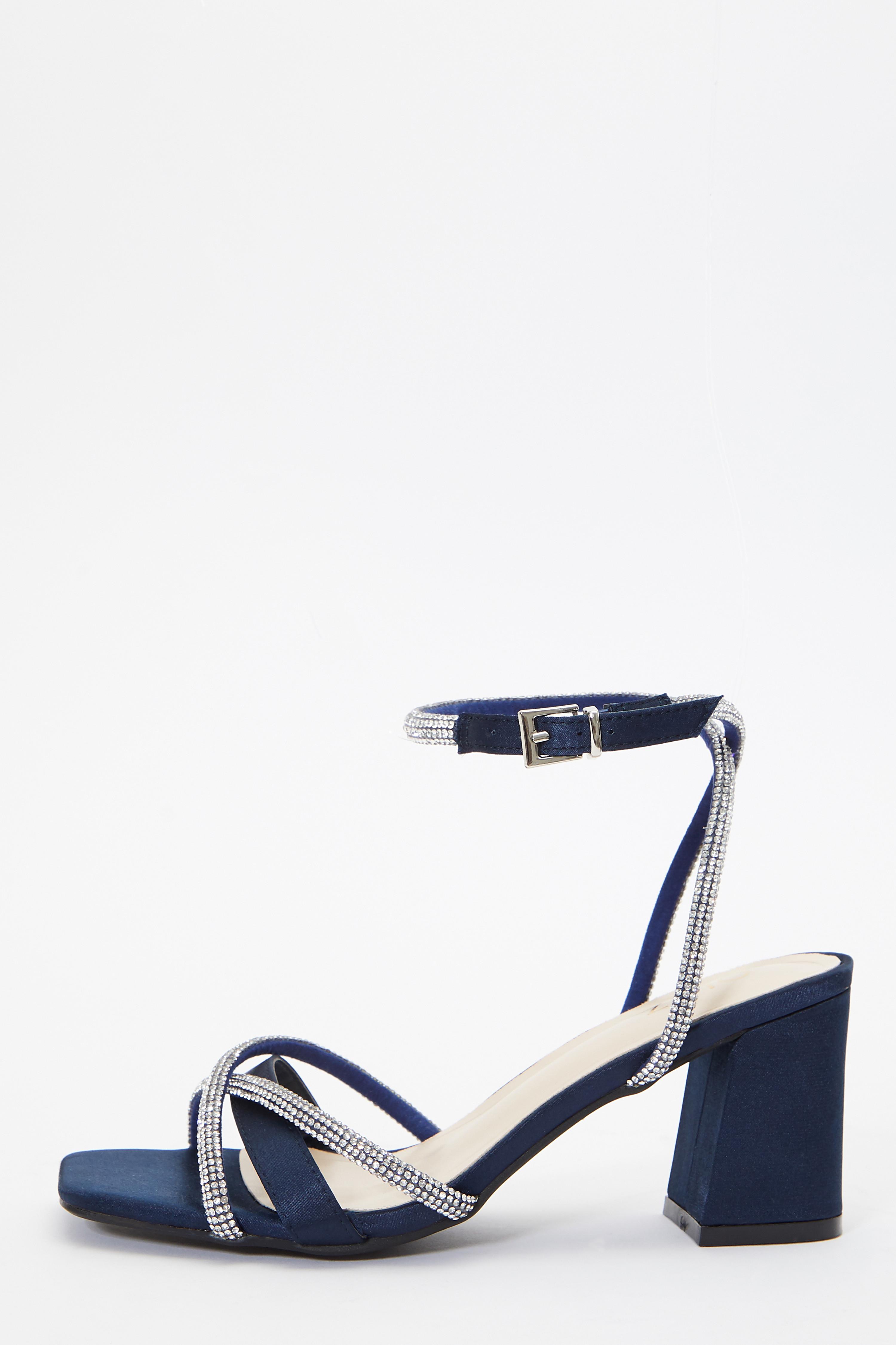 Navy blue heeled outlet sandals uk