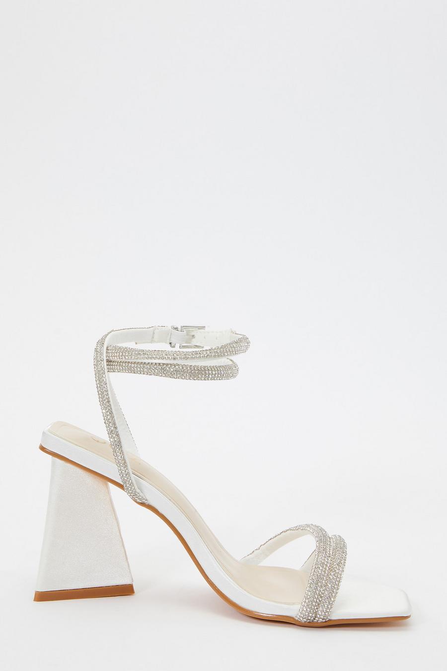 Quiz silver diamante bridal on sale shoes