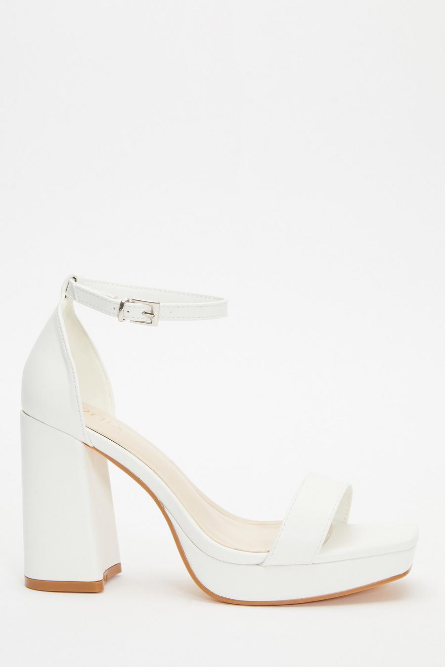 White Faux Leather Platform Heeled Sandals - Quiz Clothing