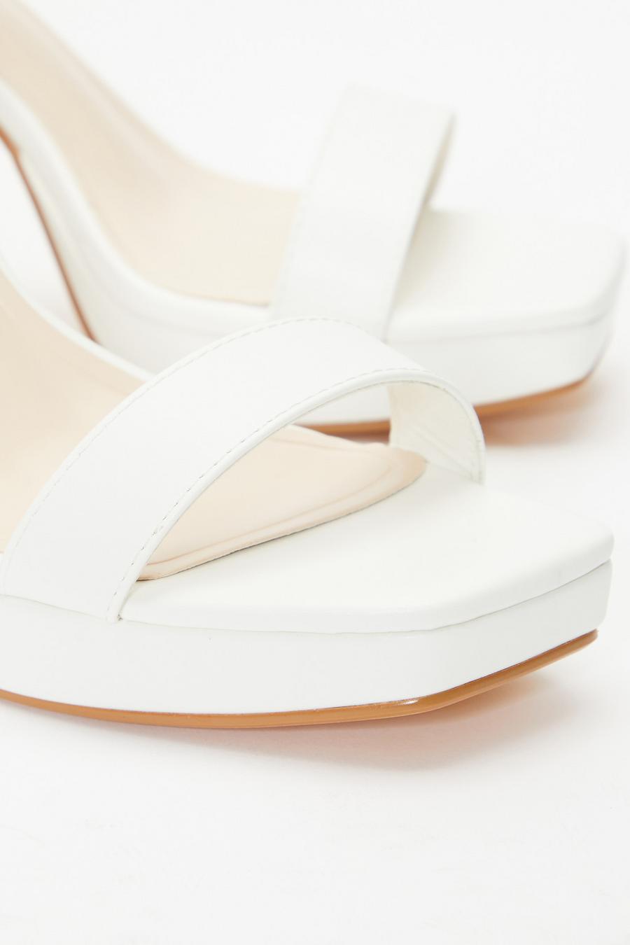 White Faux Leather Platform Heeled Sandals - Quiz Clothing