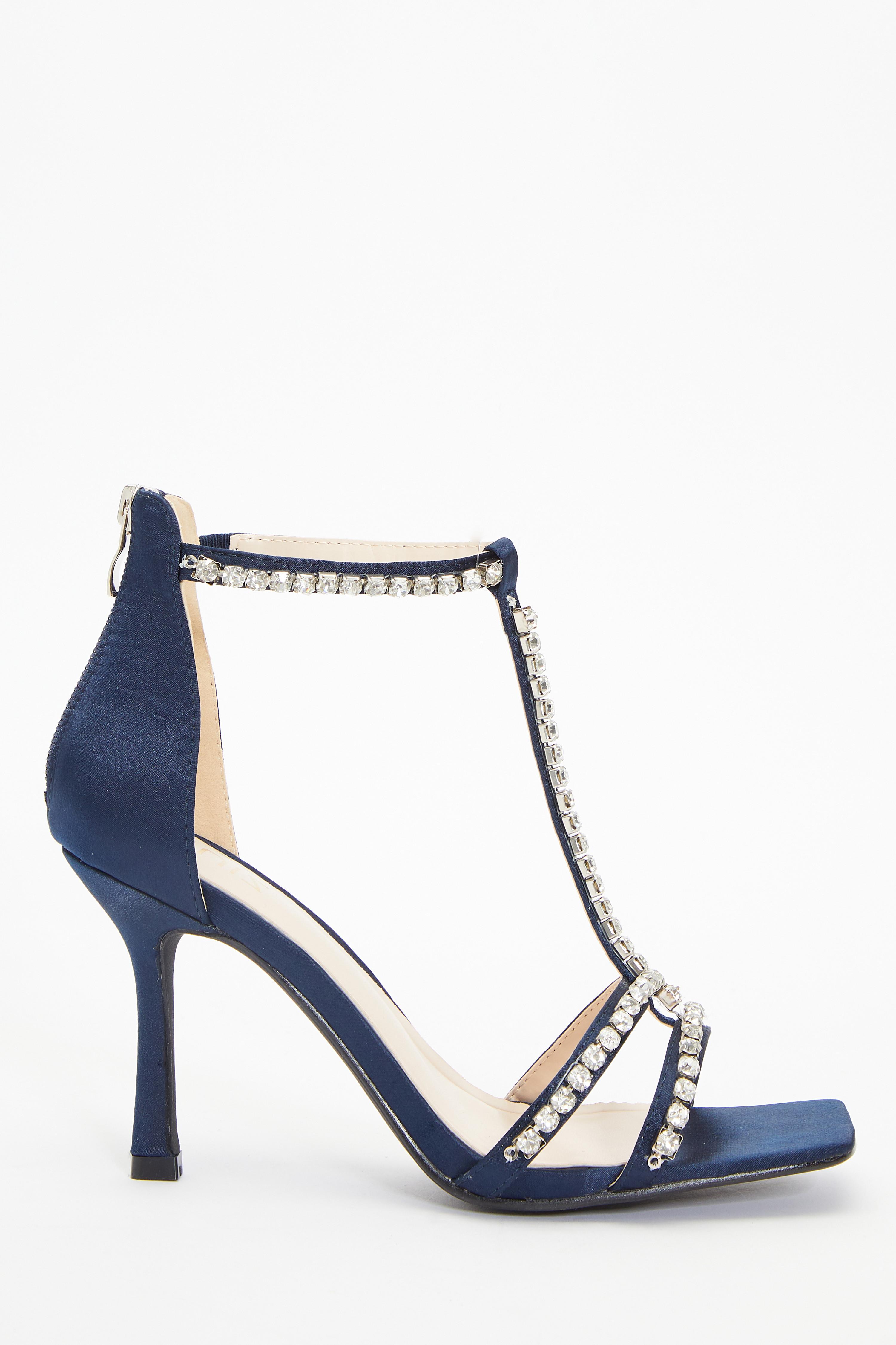 Navy blue best sale t strap heels