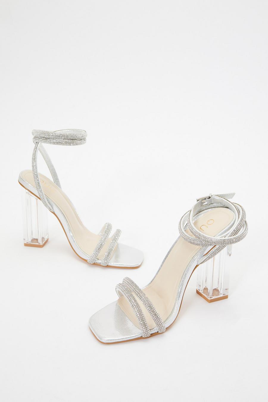 Diamante sale clear heels