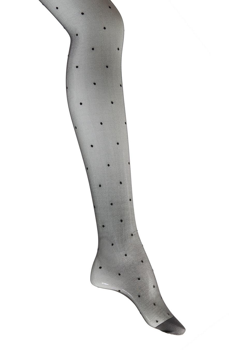 white tights with black polka dots