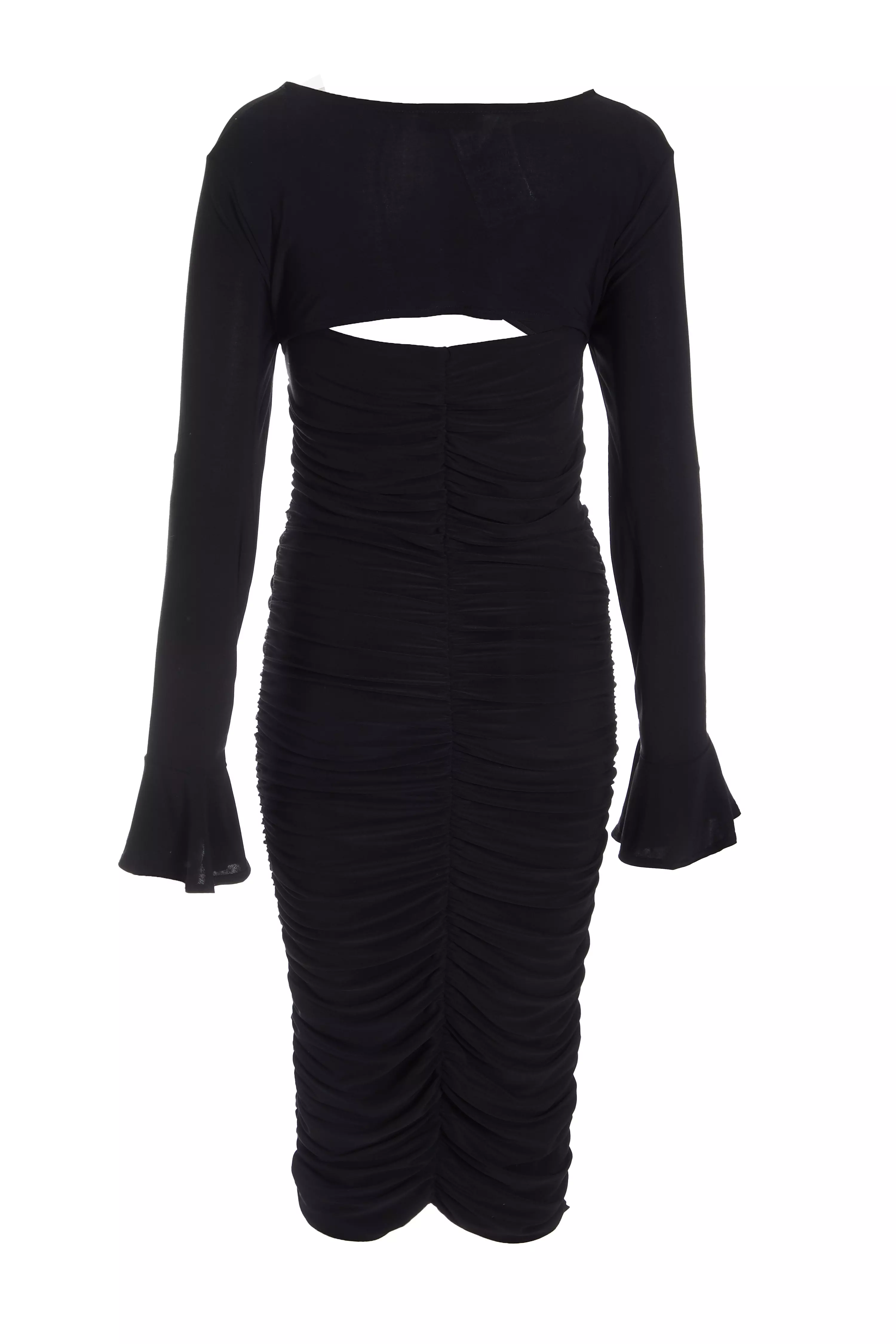 Black Knot Ruched Bodycon Midi Dress - QUIZ Clothing