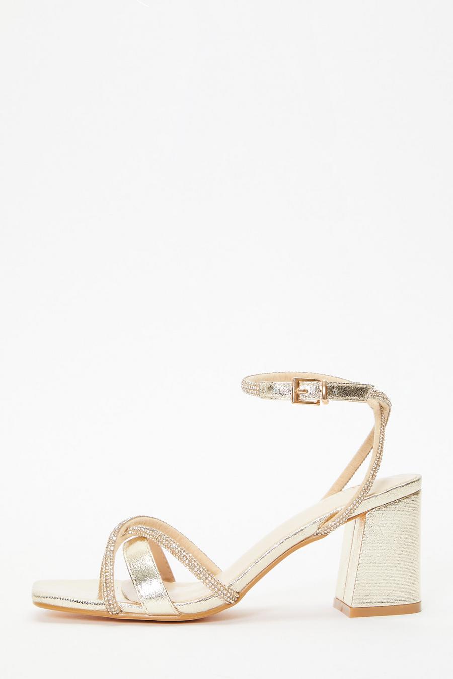 Gold block discount heel sandals uk