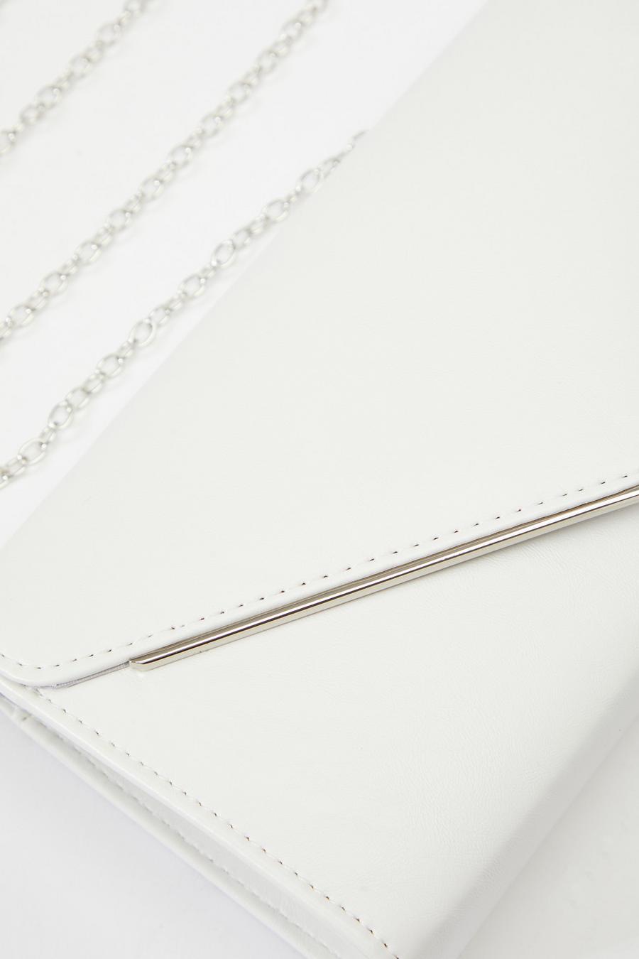 White Faux Leather Envelope Clutch Bag - Quiz Clothing