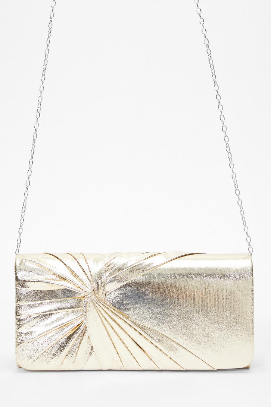 Get Your Trend On Metallic Gold Ruched Clutch