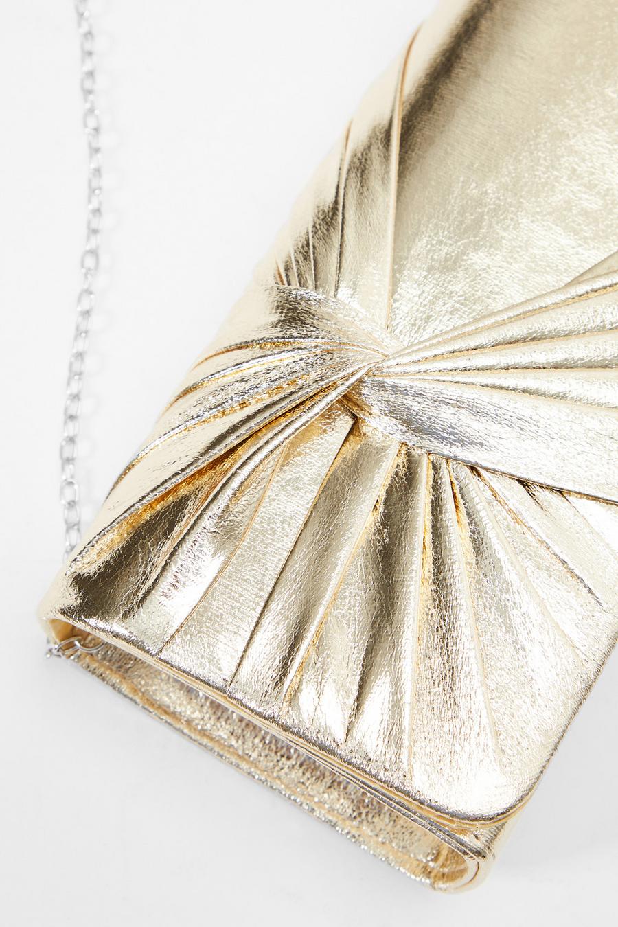 Gold Foil Twist Clutch Bag - Quiz Clothing