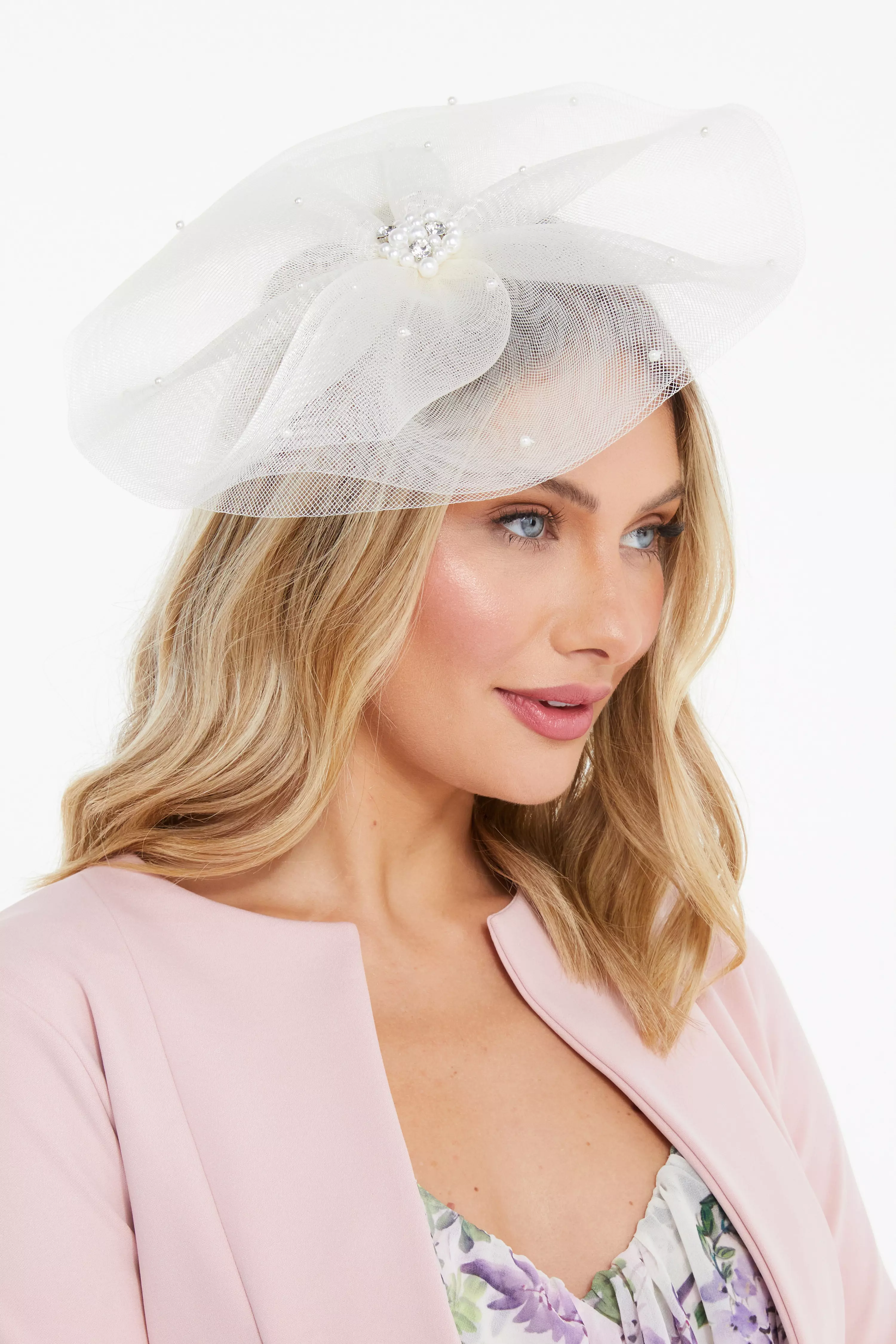 Cream Diamante Large Headband Fascinator QUIZ Clothing