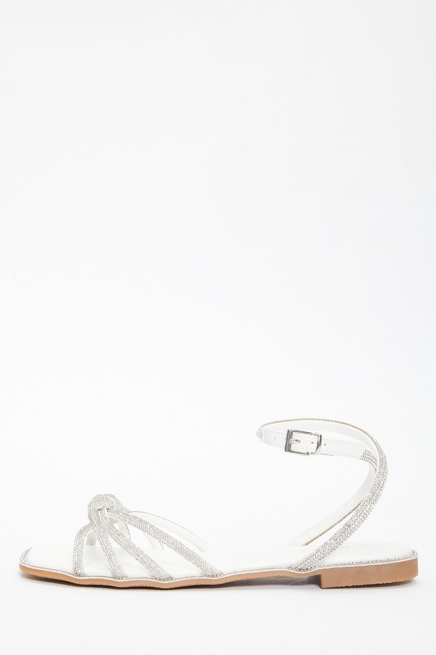 Quiz silver diamante hot sale flat sandals