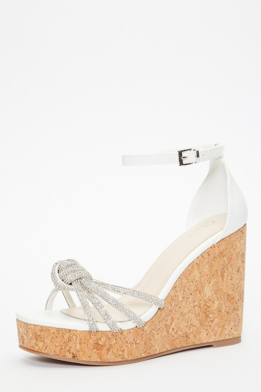 white diamante wedges