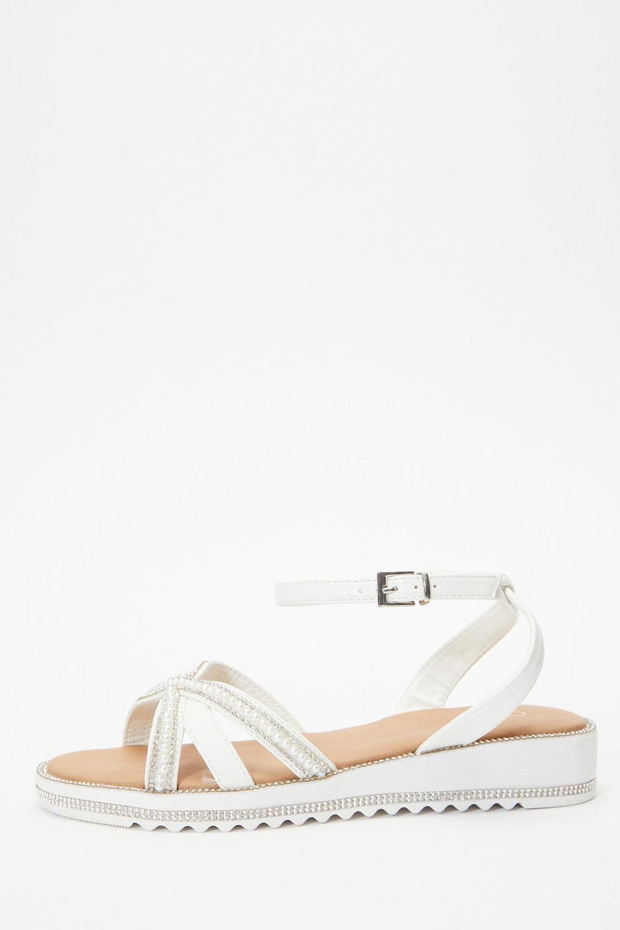 White cross strap sandals hot sale