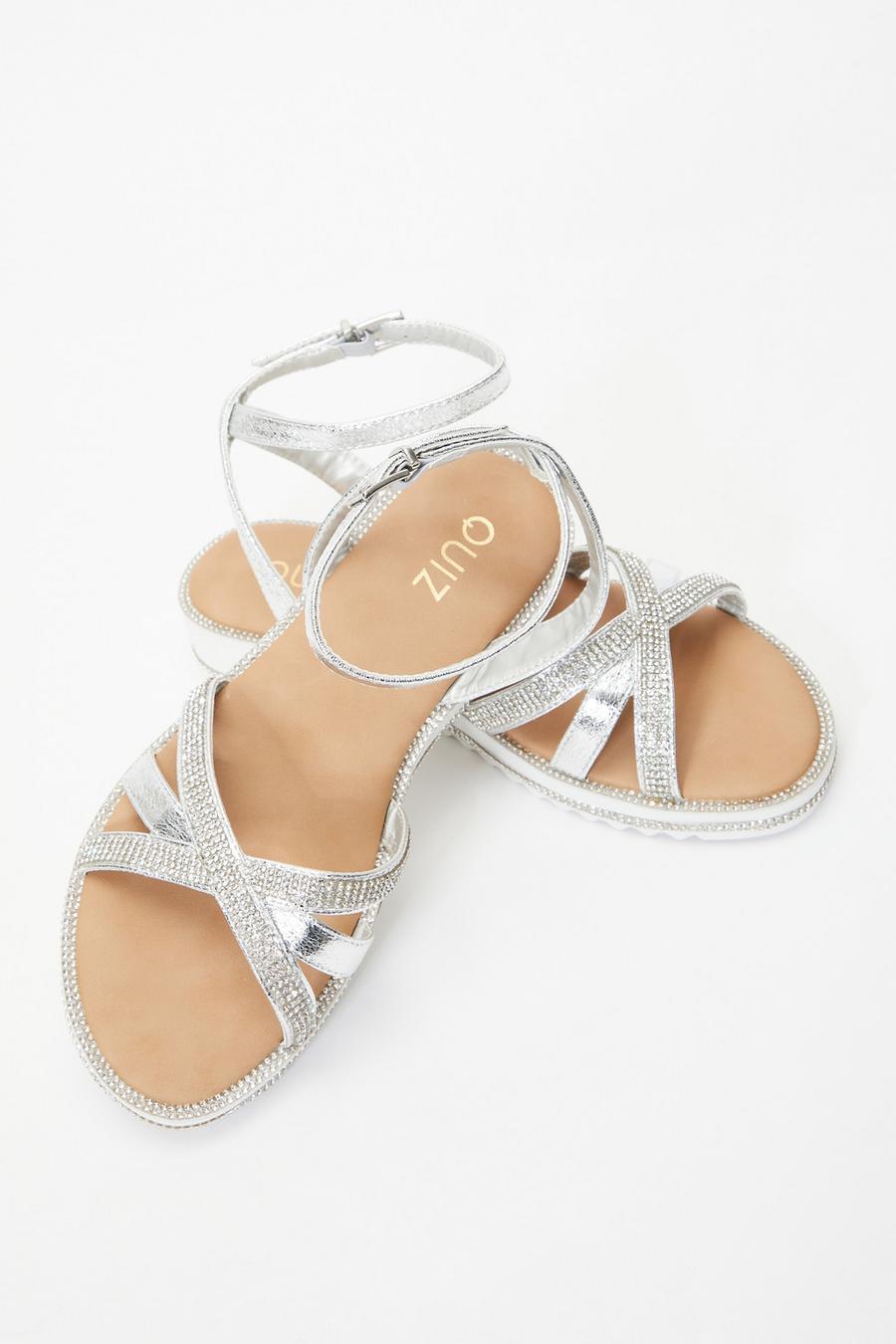 Sparkly silver sandals on sale flat