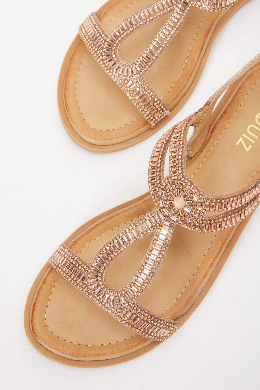 Rose gold hot sale flat sandals