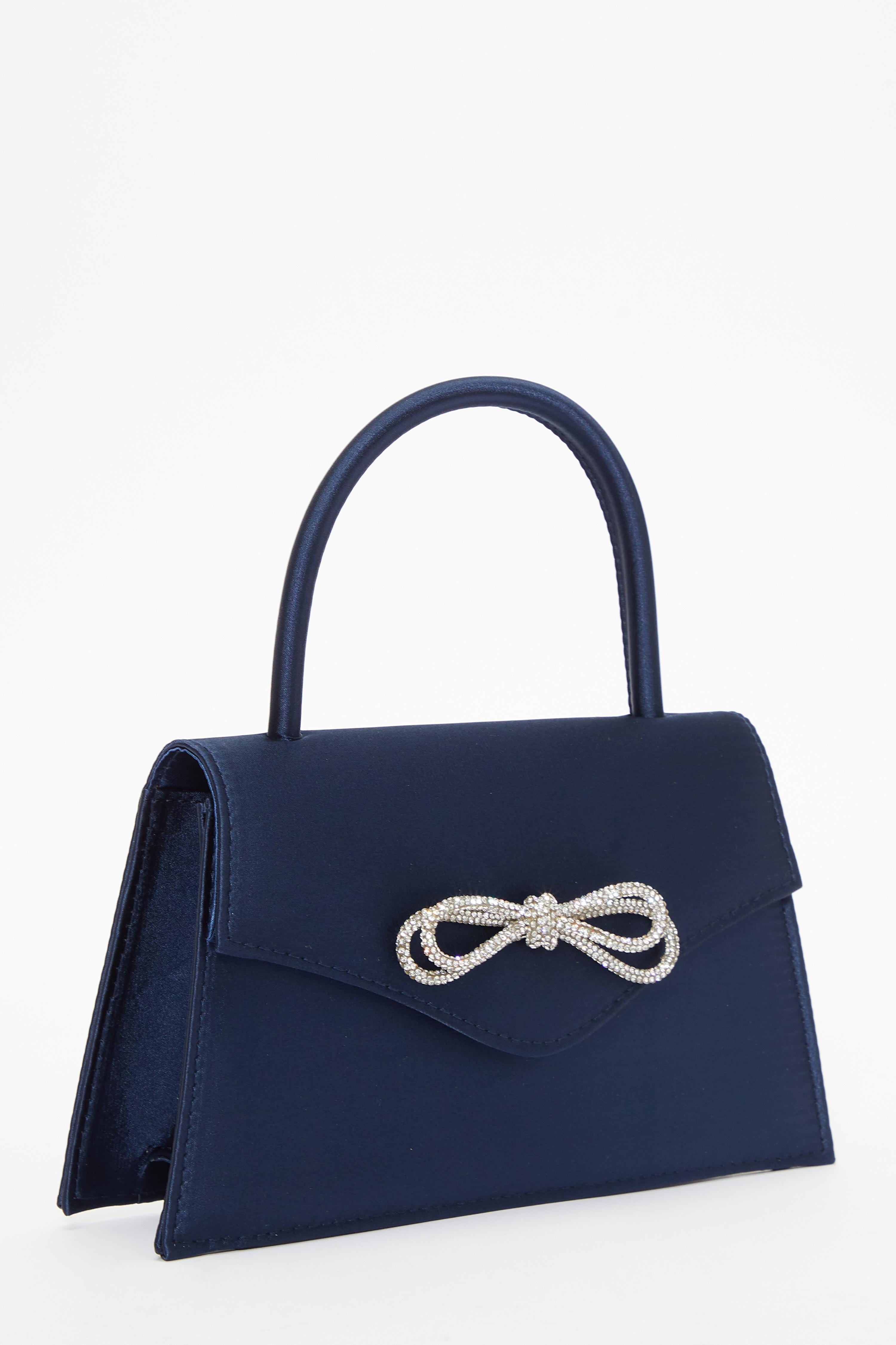 Navy hotsell satin handbag