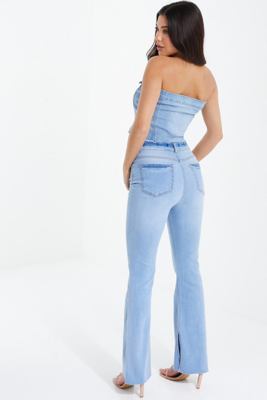 Light Blue Flared denim pants