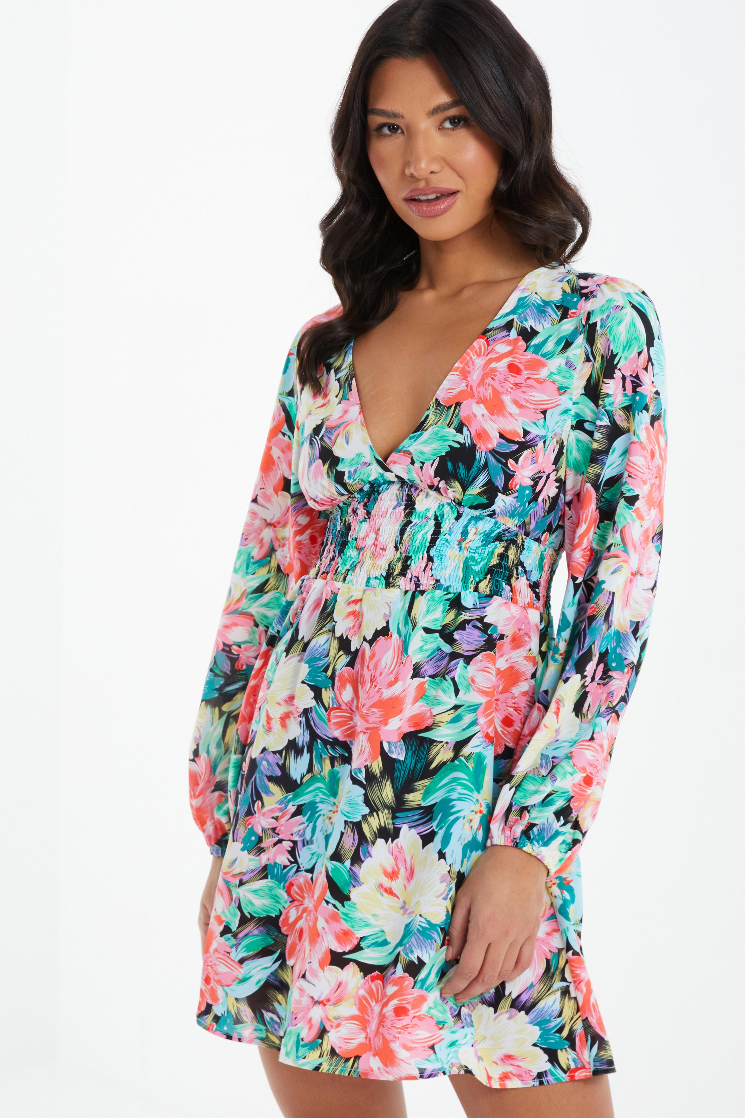 Multicoloured Floral Skater Dress