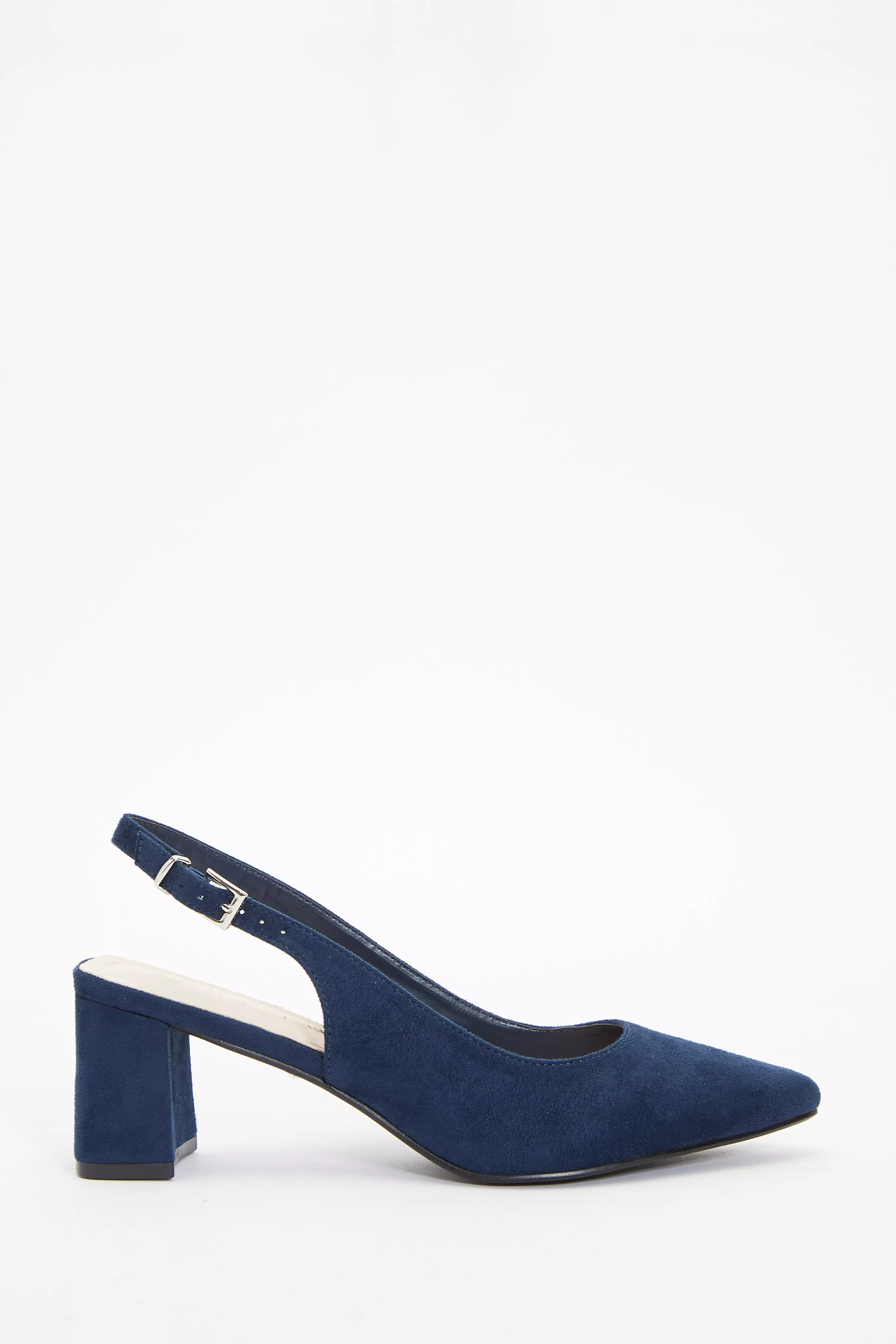 Wide Fit Navy Slingback Block Heels - QUIZ Clothing