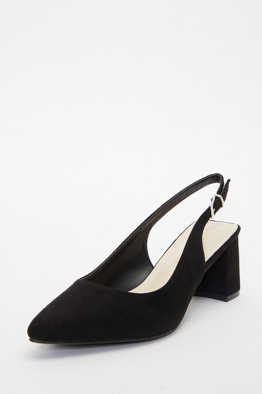 Wide Fit Black Slingback Block Heels Quiz Clothing