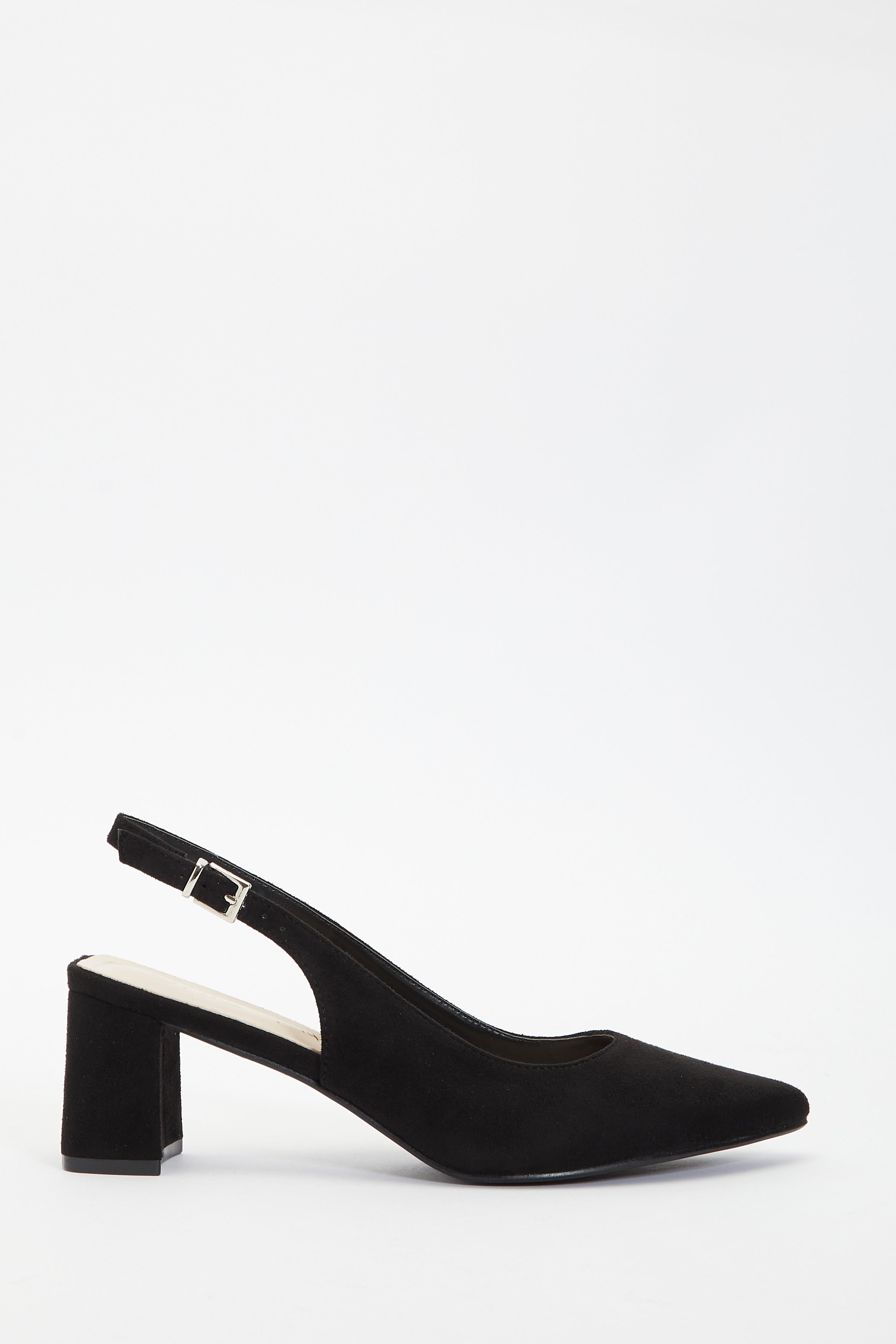 Wide Fit Black Slingback Block Heels