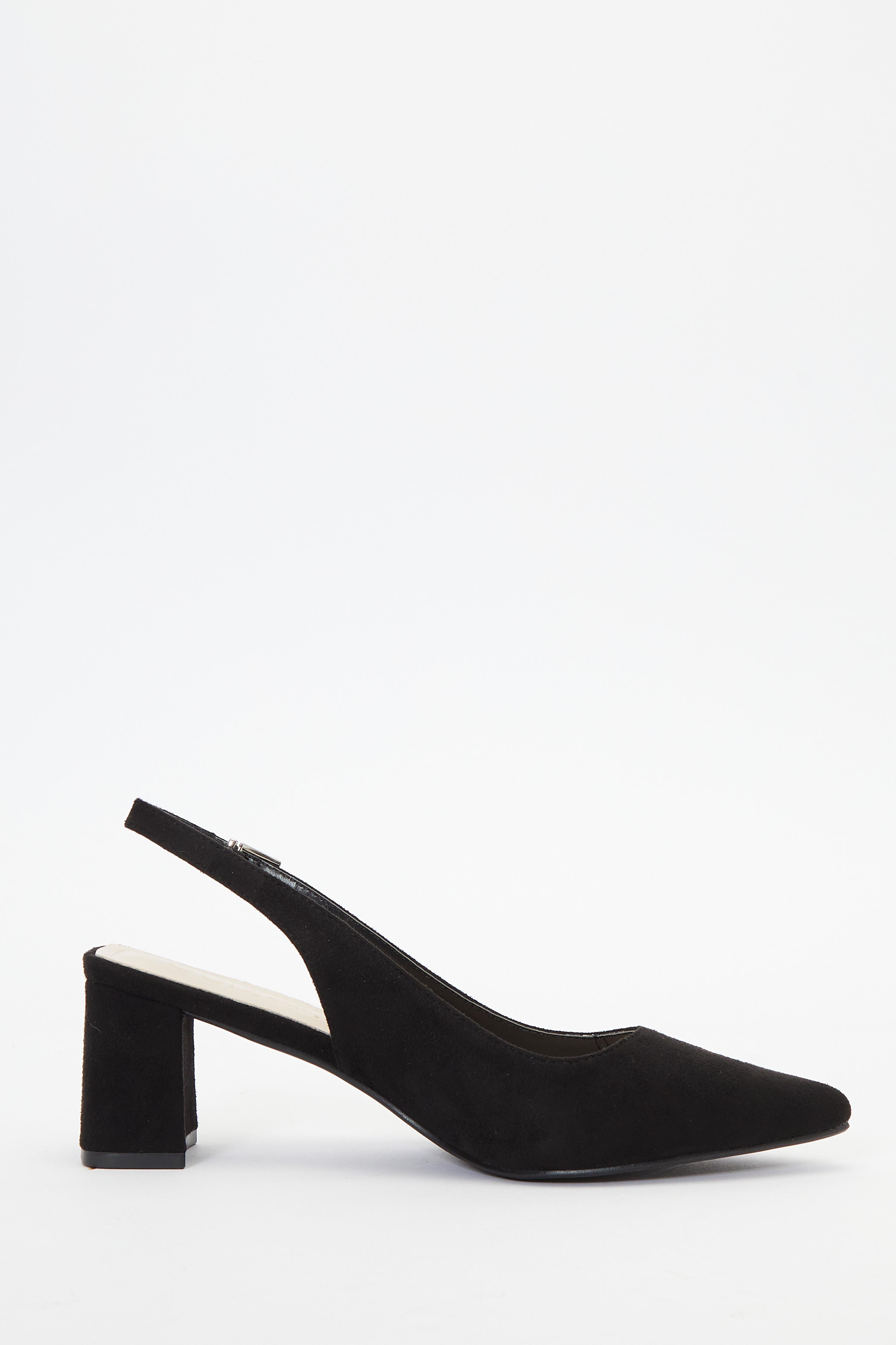 Block-heeled Slingbacks - Black - Ladies