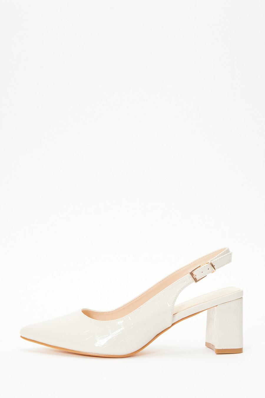 Wide Fit Nude Patent Slingback Block Heels Quiz Clothing