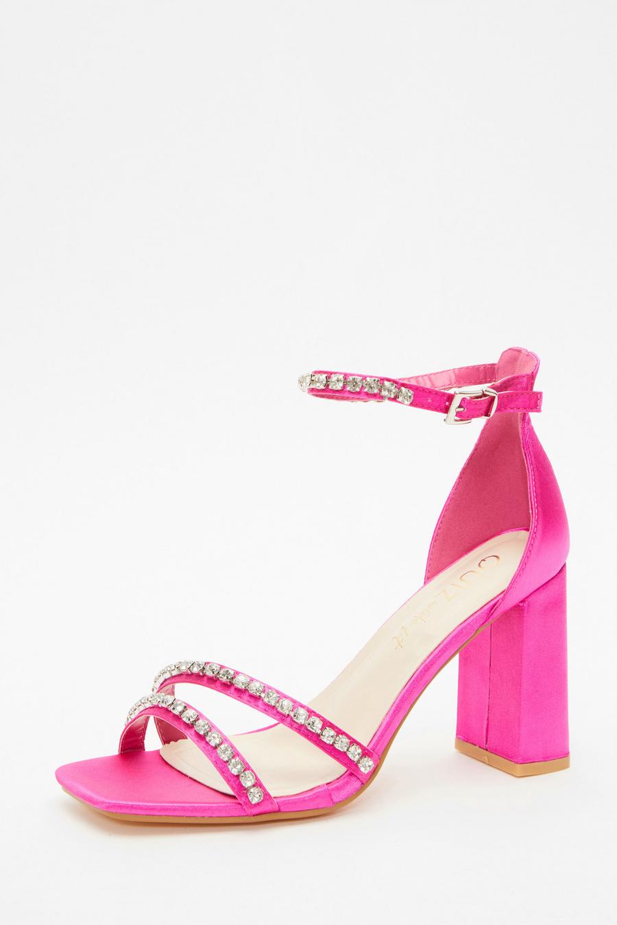 Pink satin block on sale heels