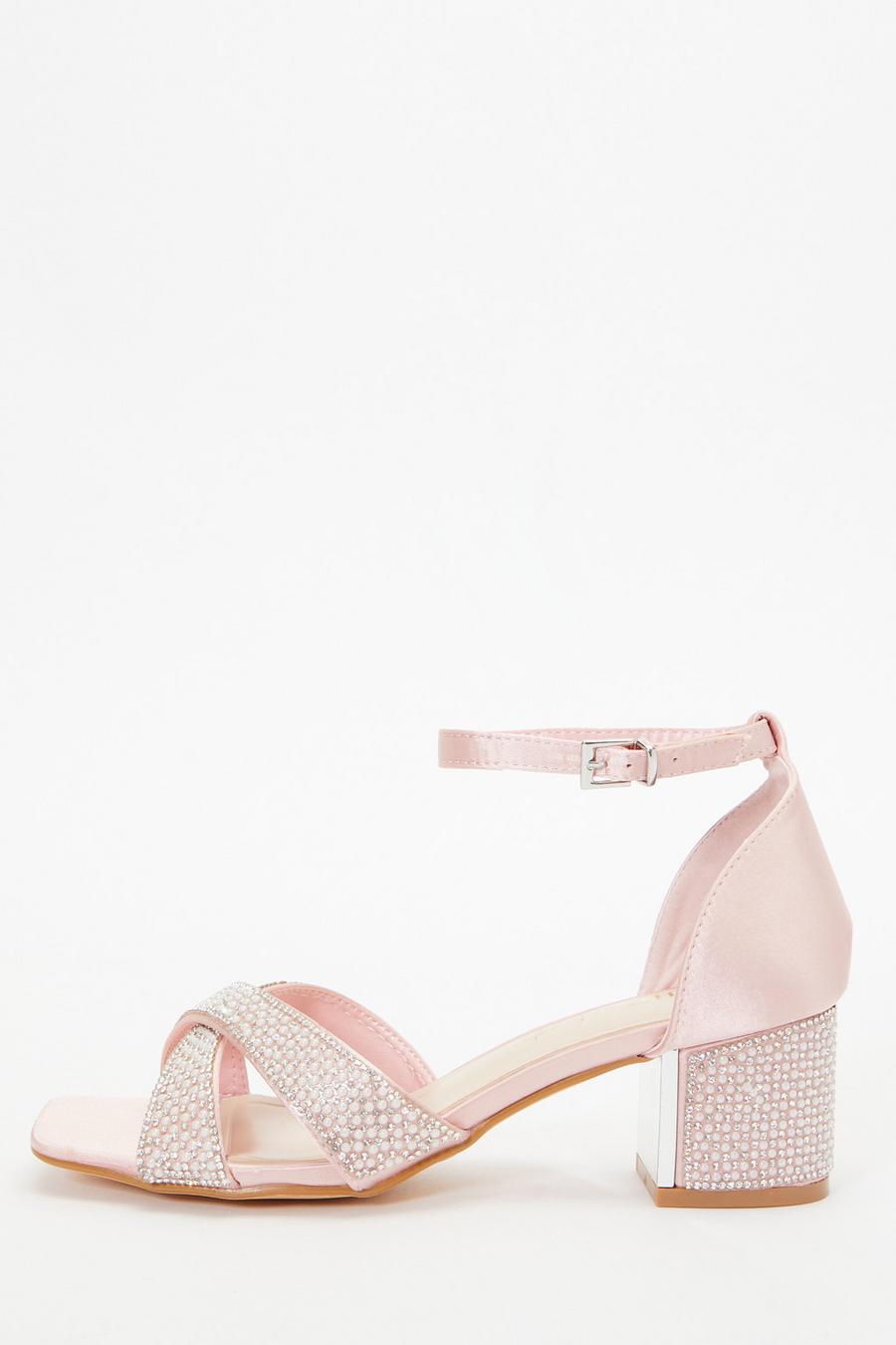 Wide Fit Pink Pearl Heeled Sandal Quiz Clothing