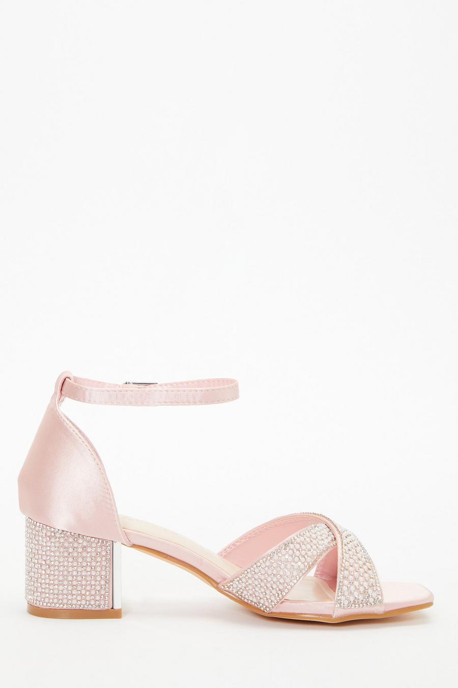 Wide Fit Pink Pearl Heeled Sandal Quiz Clothing