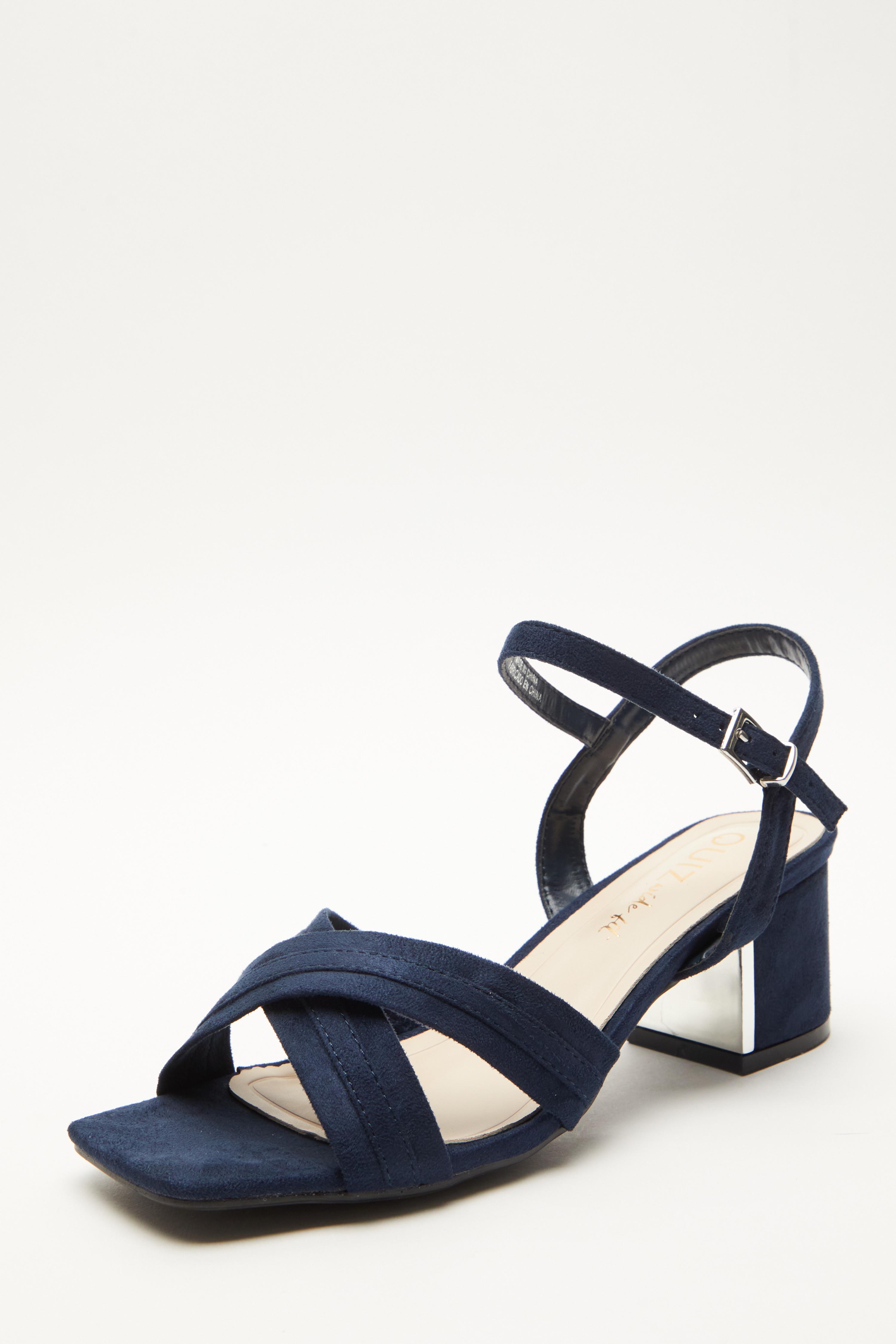 Wide fit navy block heel clearance sandals