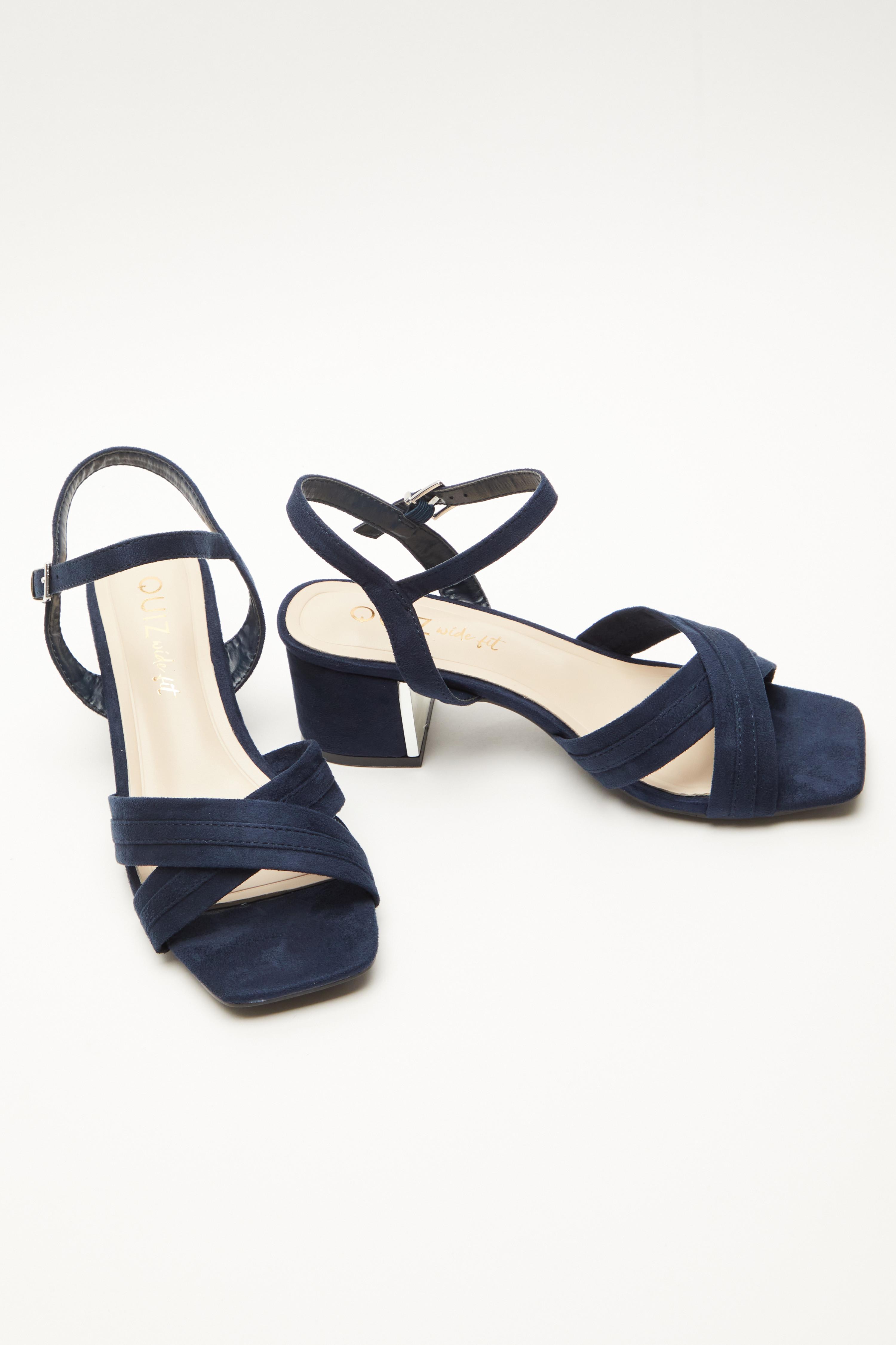 Navy wide fit hot sale block heel sandals