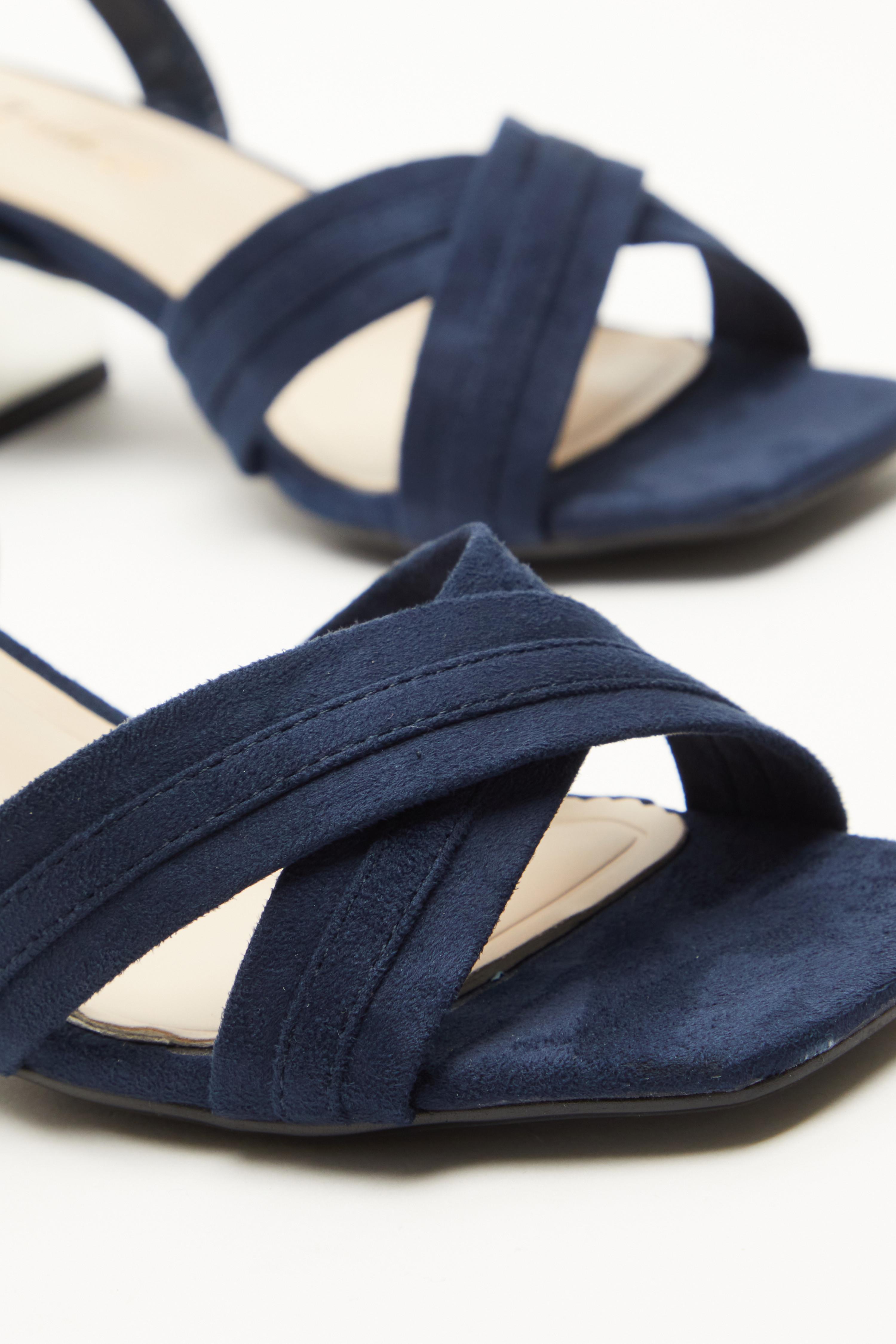 Navy block heel sandals wide outlet fit