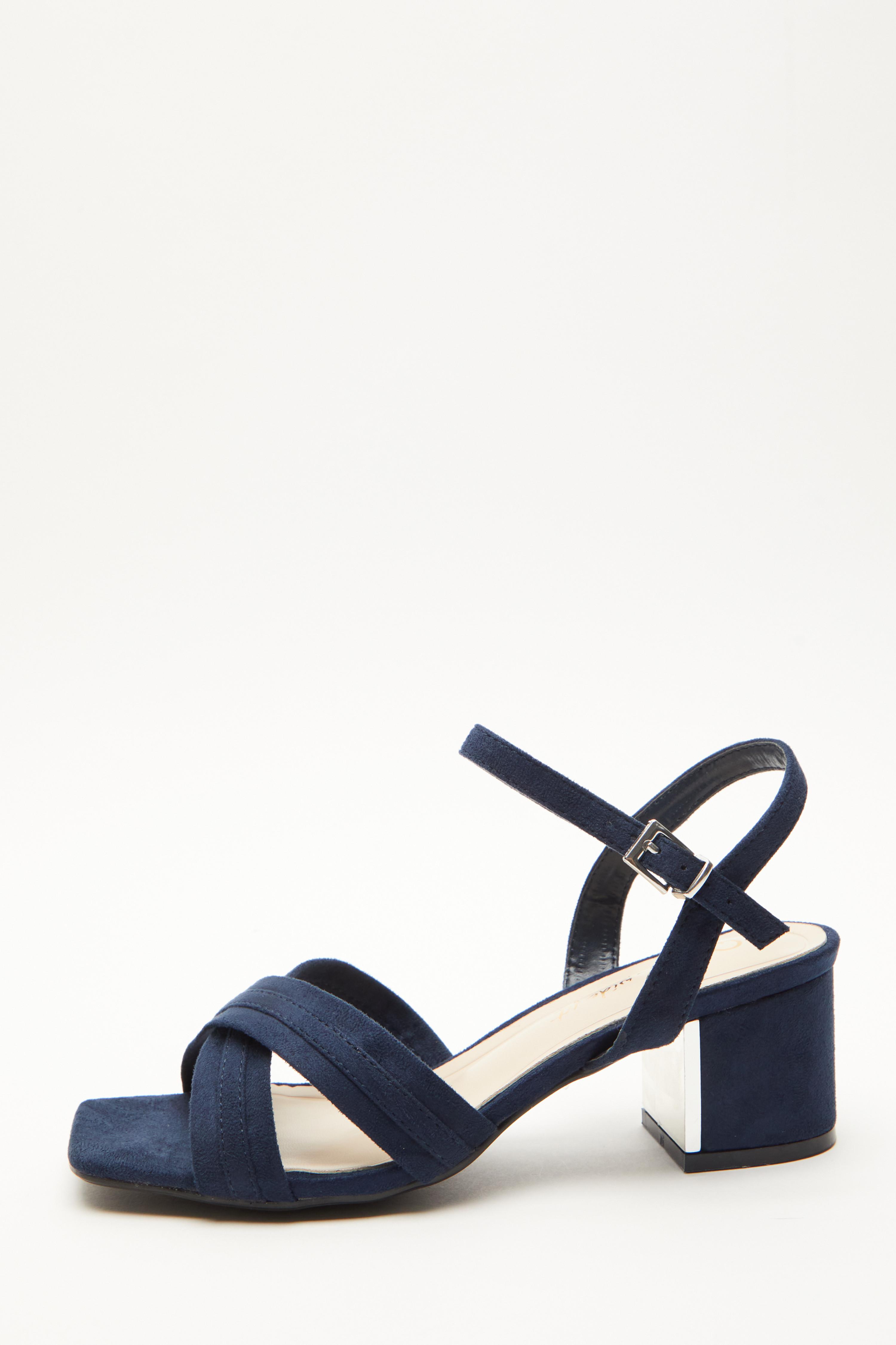 Navy heeled hotsell sandals wide fit