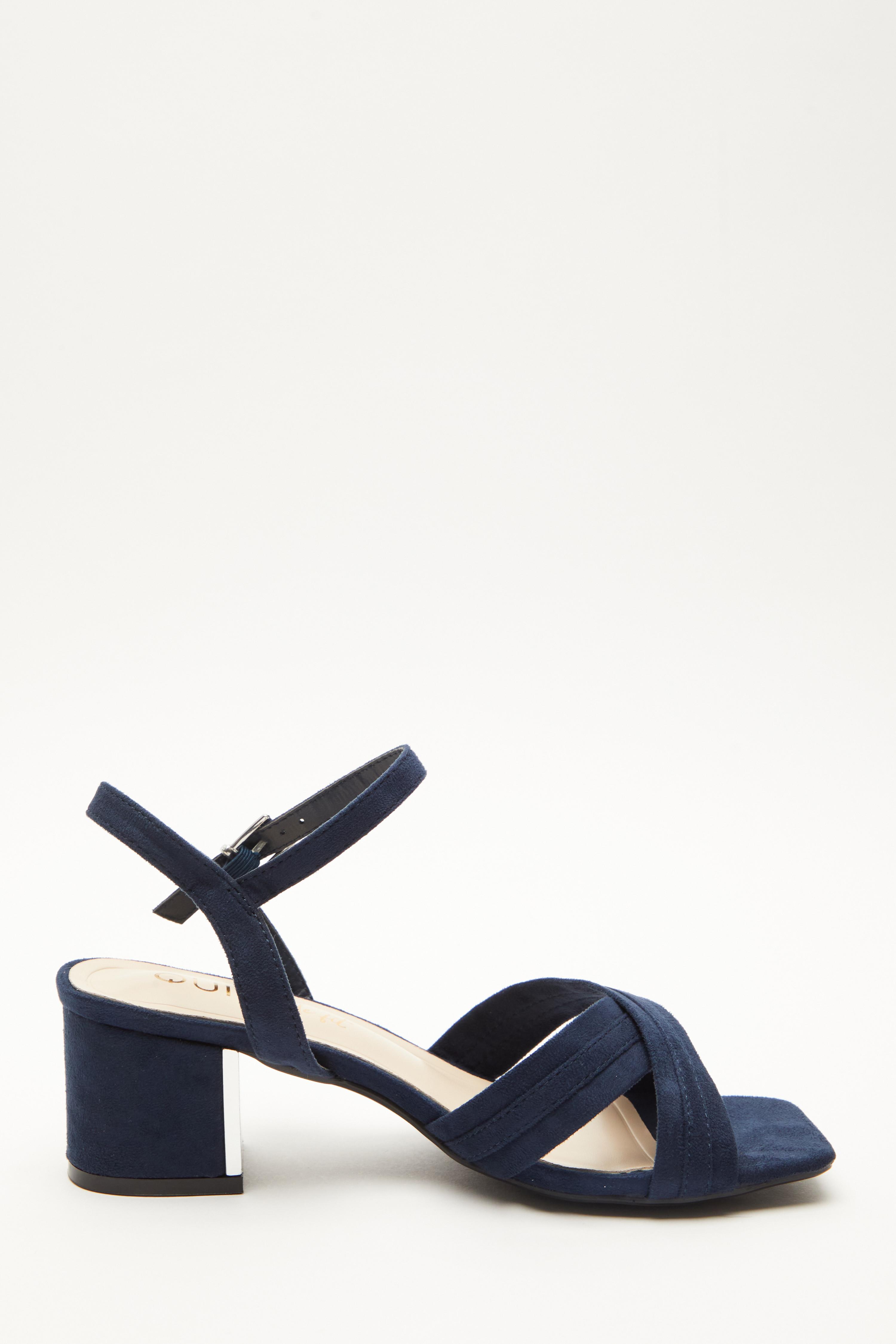 Navy heeled clearance sandals wide fit