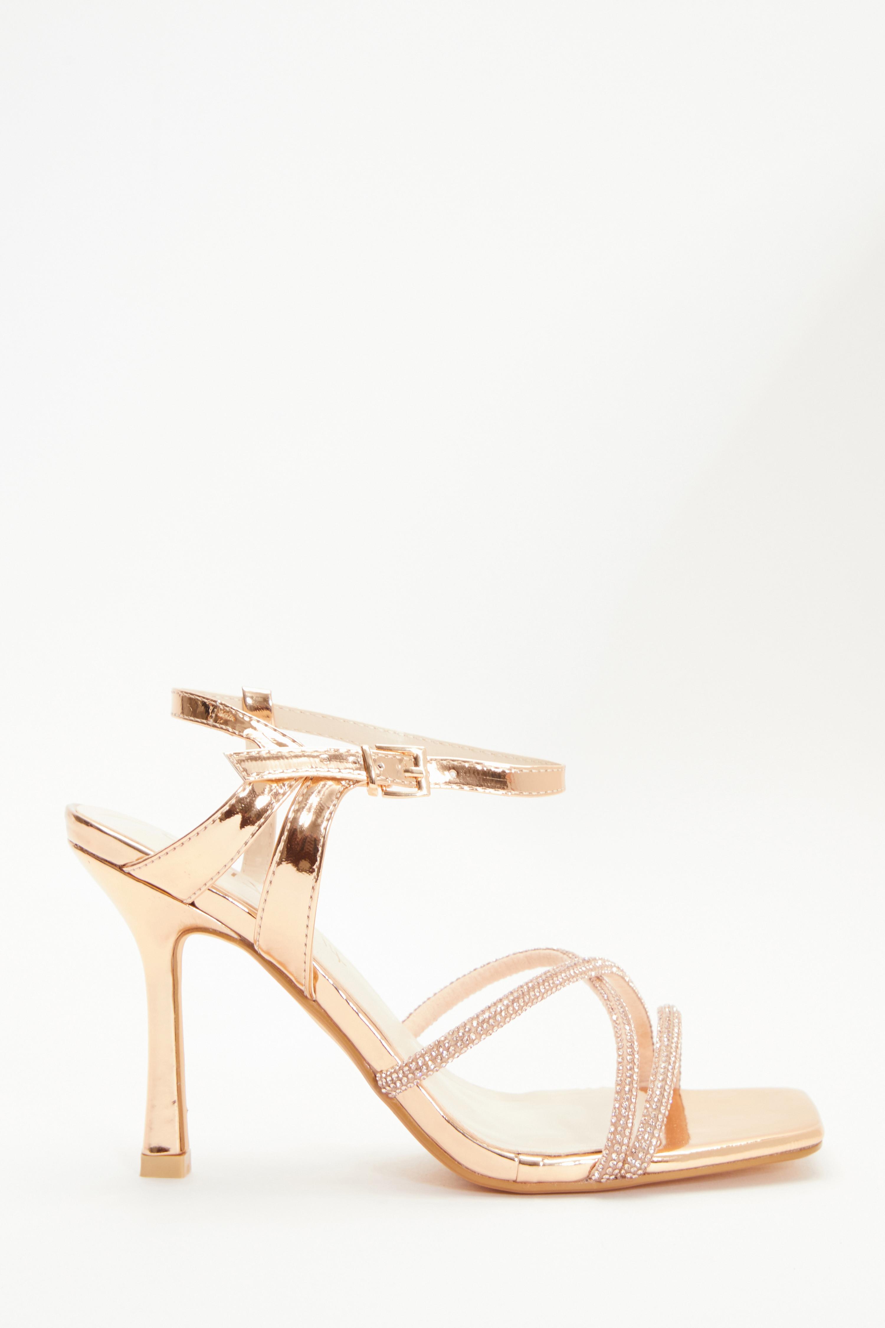 Rose gold rhinestone outlet heels