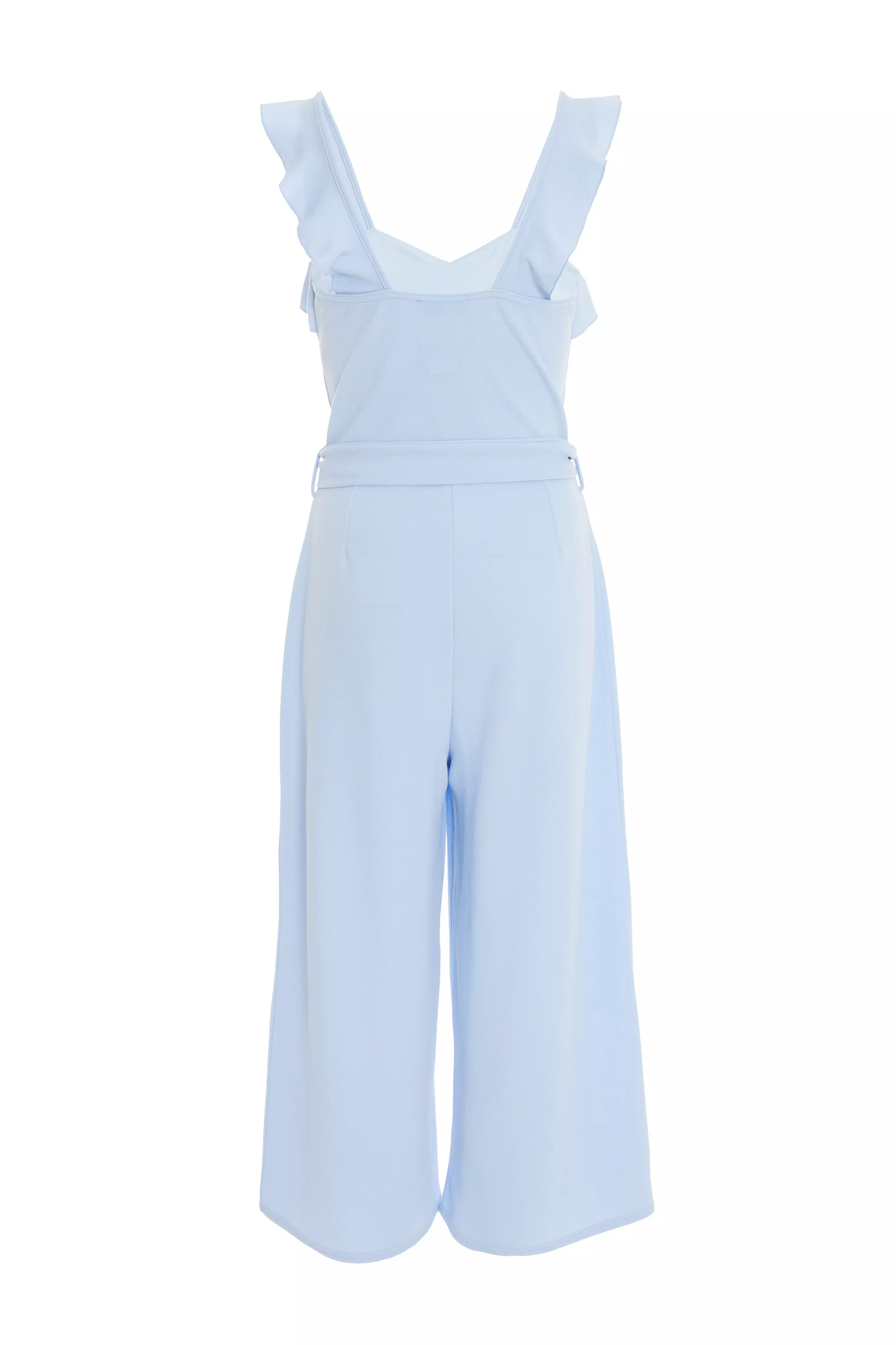 Light Blue Frill Culotte Jumpsuit - QUIZ Clothing