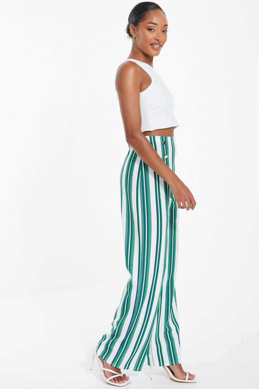 Green striped hot sale palazzo pants