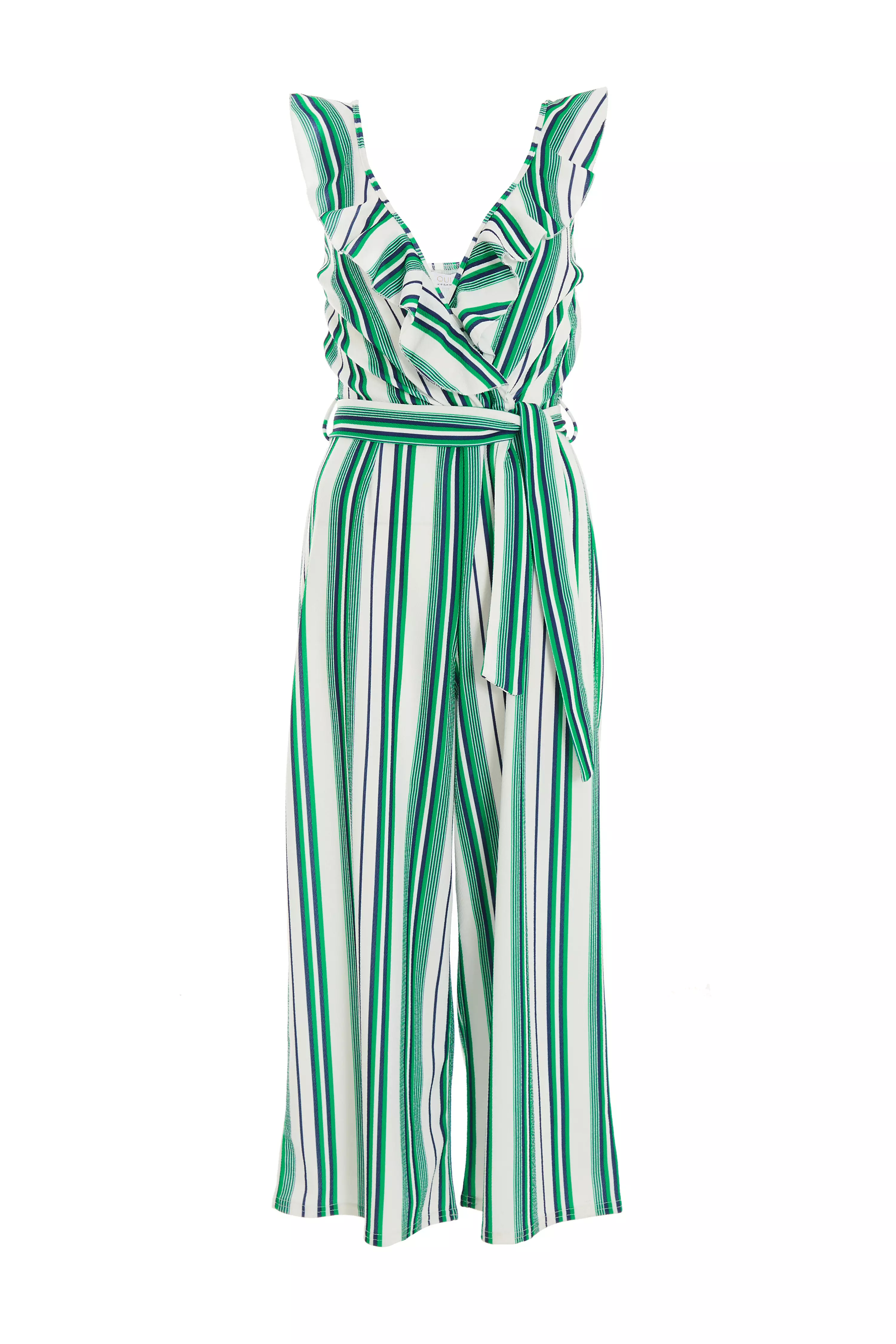 Green Striped Culotte Jumpsuit QUIZ Clothing