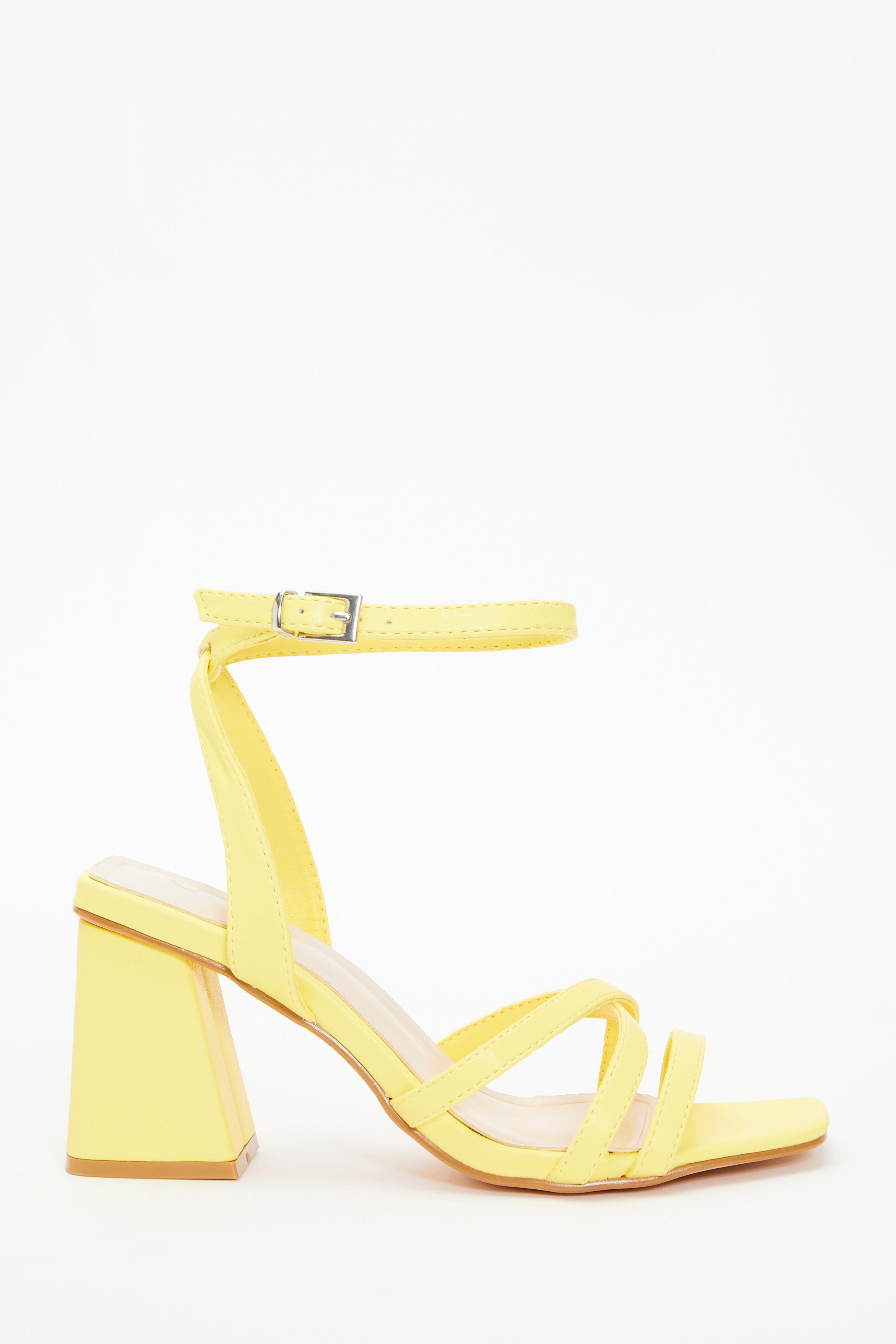 Yellow block heel store sandals