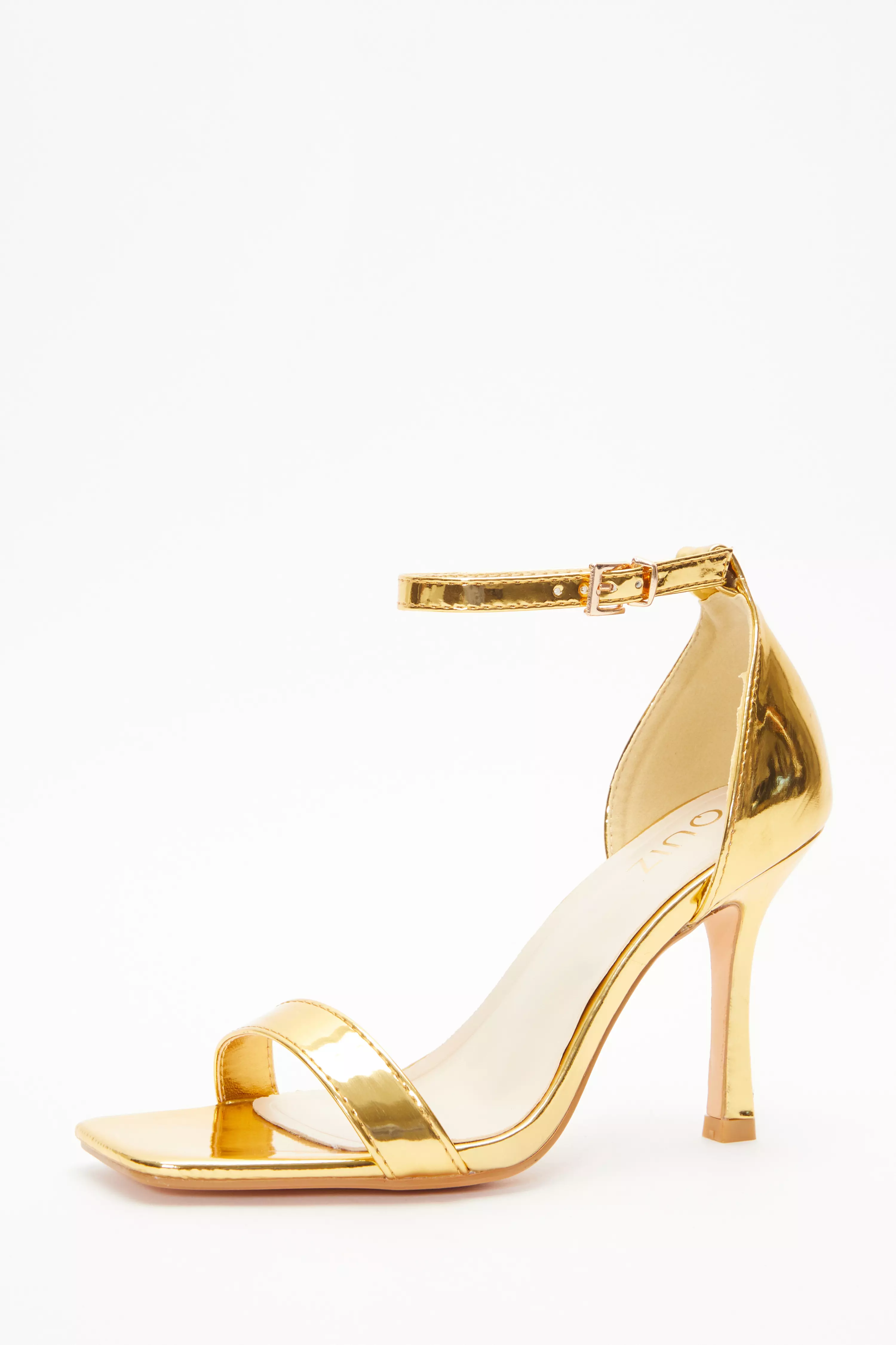Gold Foil Heeled Sandals - QUIZ Clothing