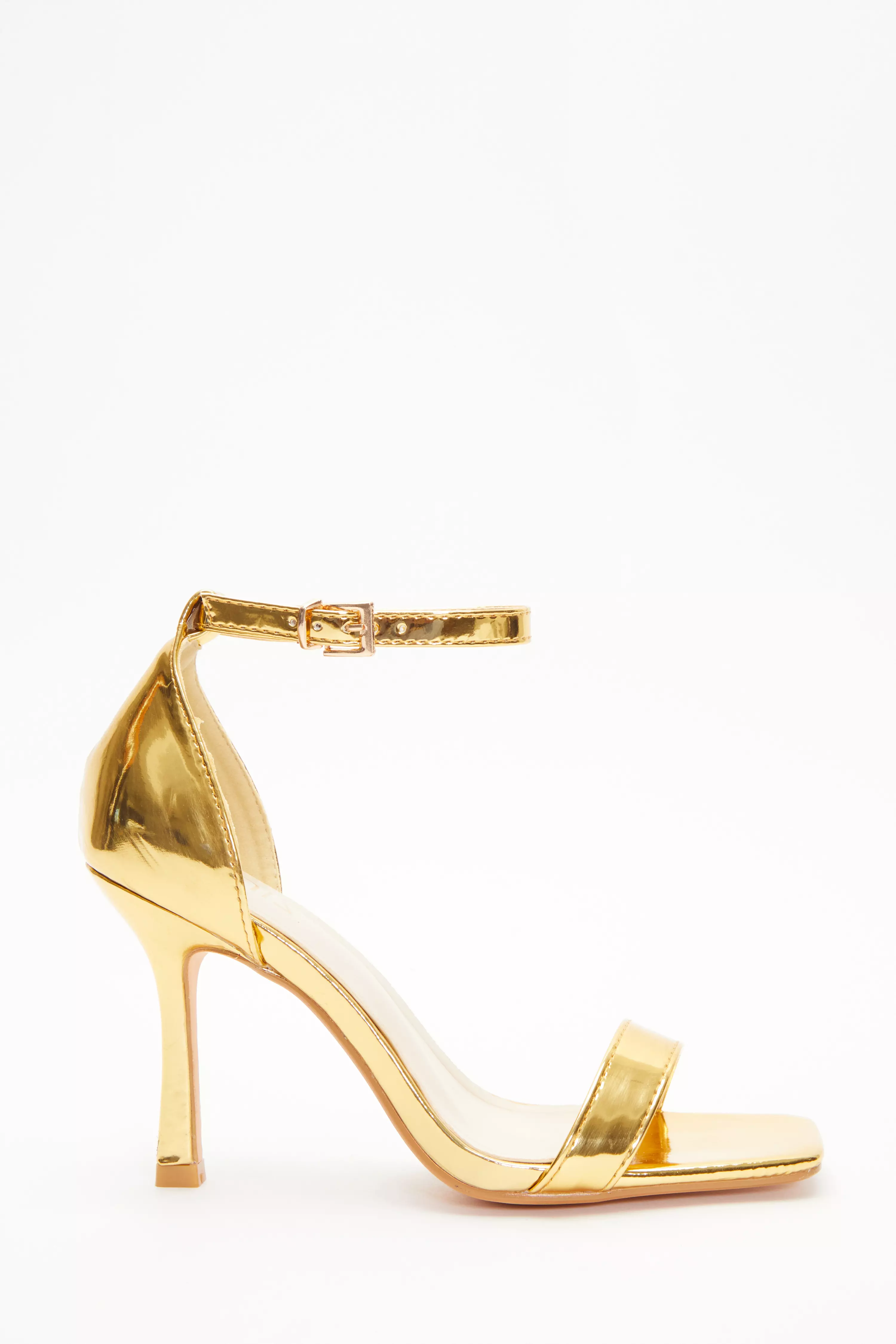 Gold Foil Heeled Sandals - QUIZ Clothing