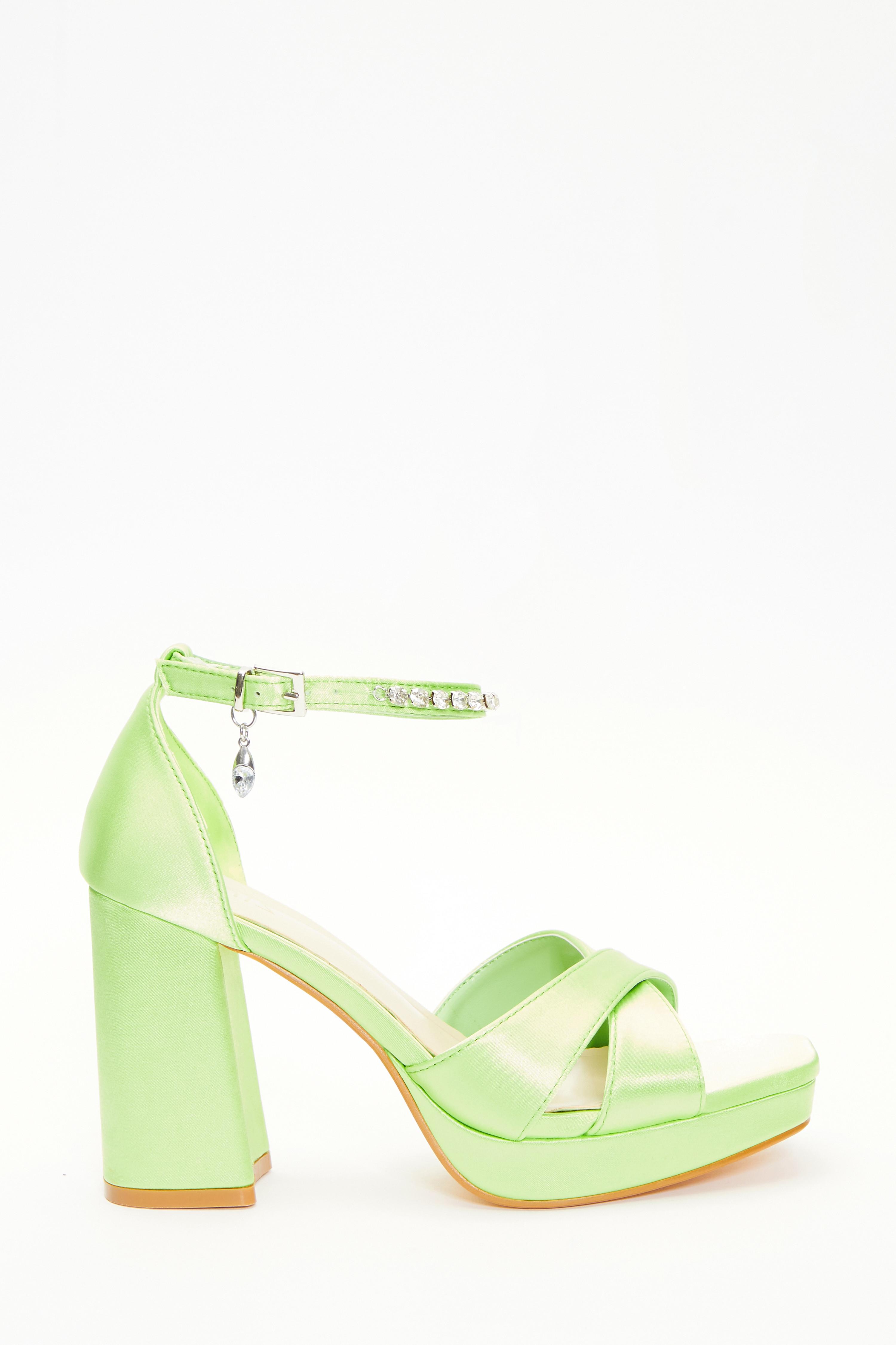 Light green cheap sandals heels