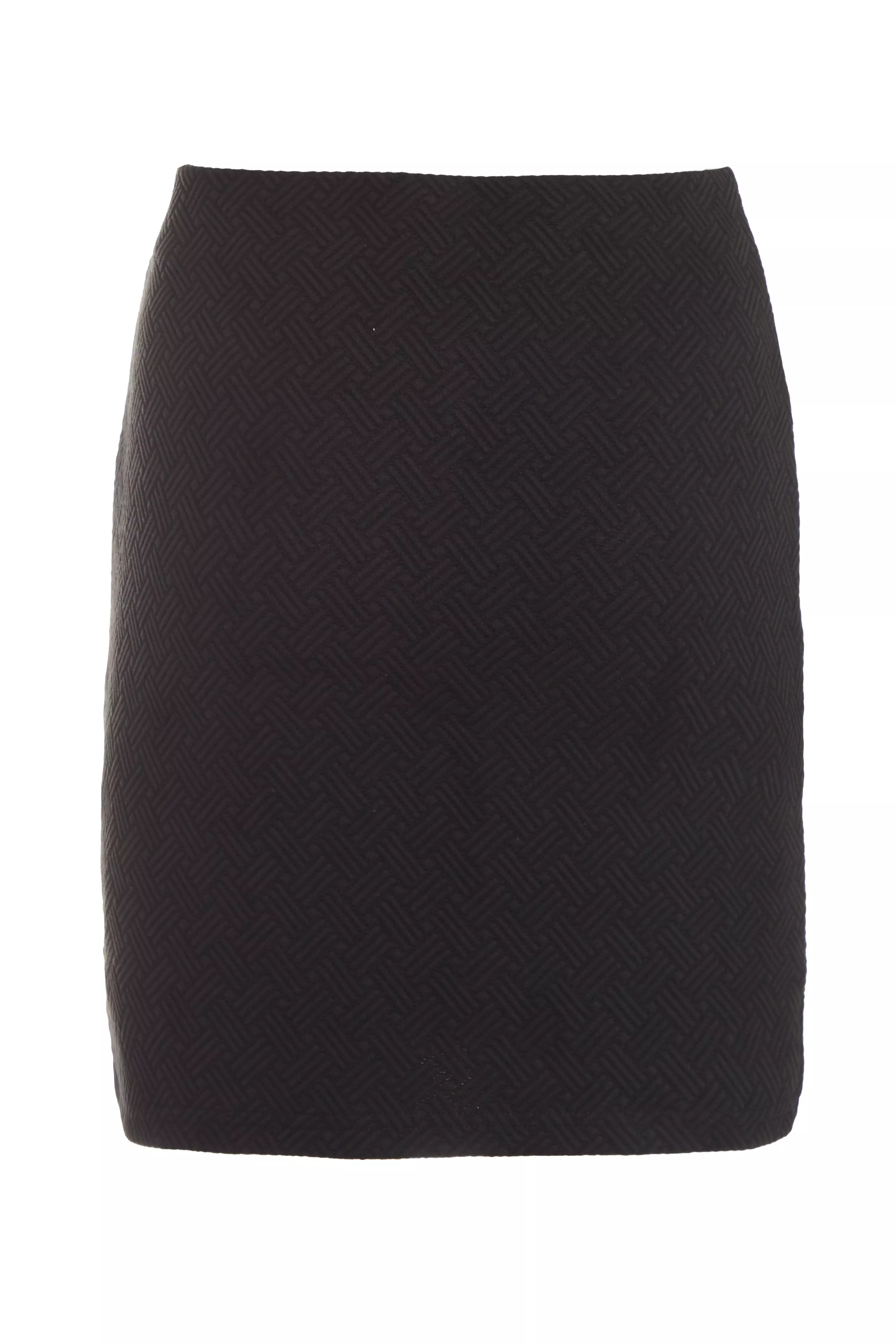 Black Crossover Textured Bodycon Mini Skirt - QUIZ Clothing
