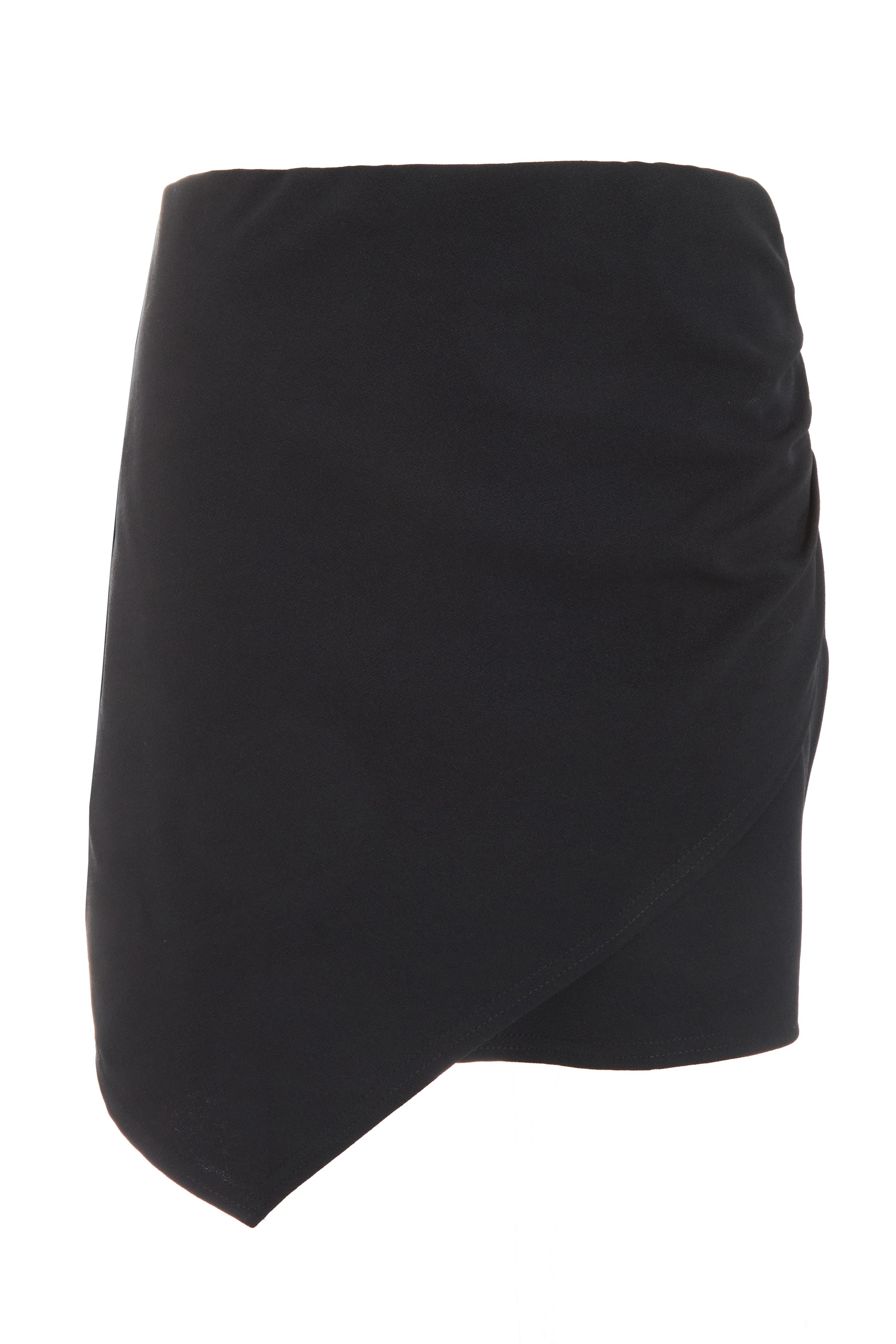 Black vinyl ruched wrap mini skirt hotsell