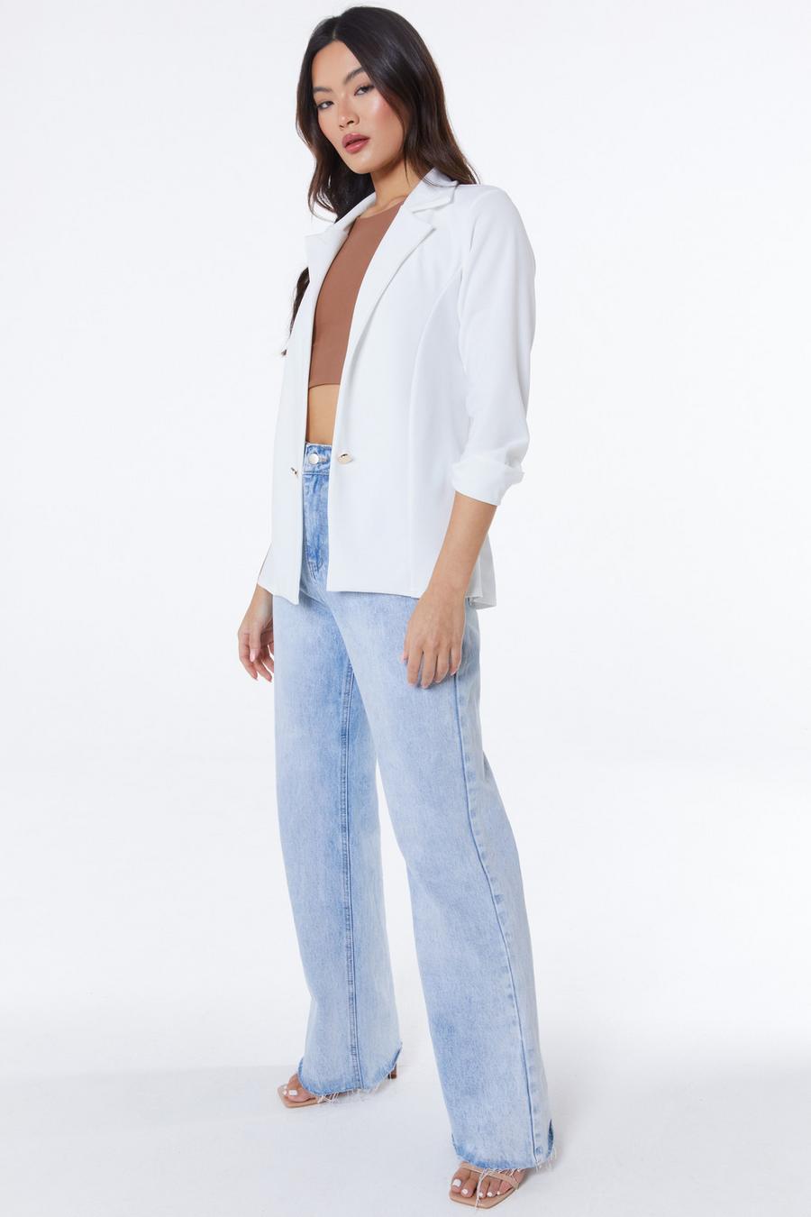 White Buttoned Blazer Quiz Clothing