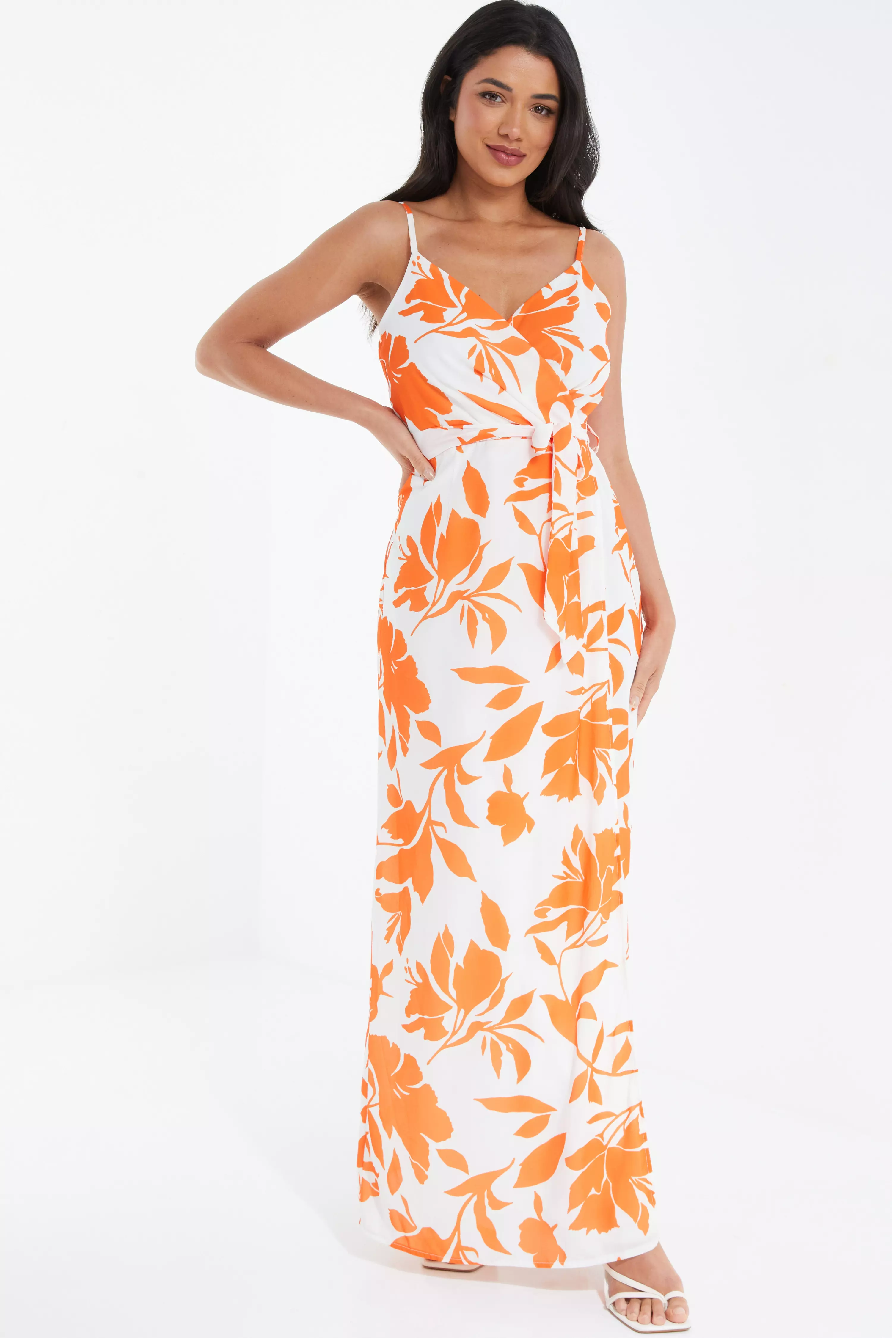 Orange Floral Maxi Dress QUIZ Clothing