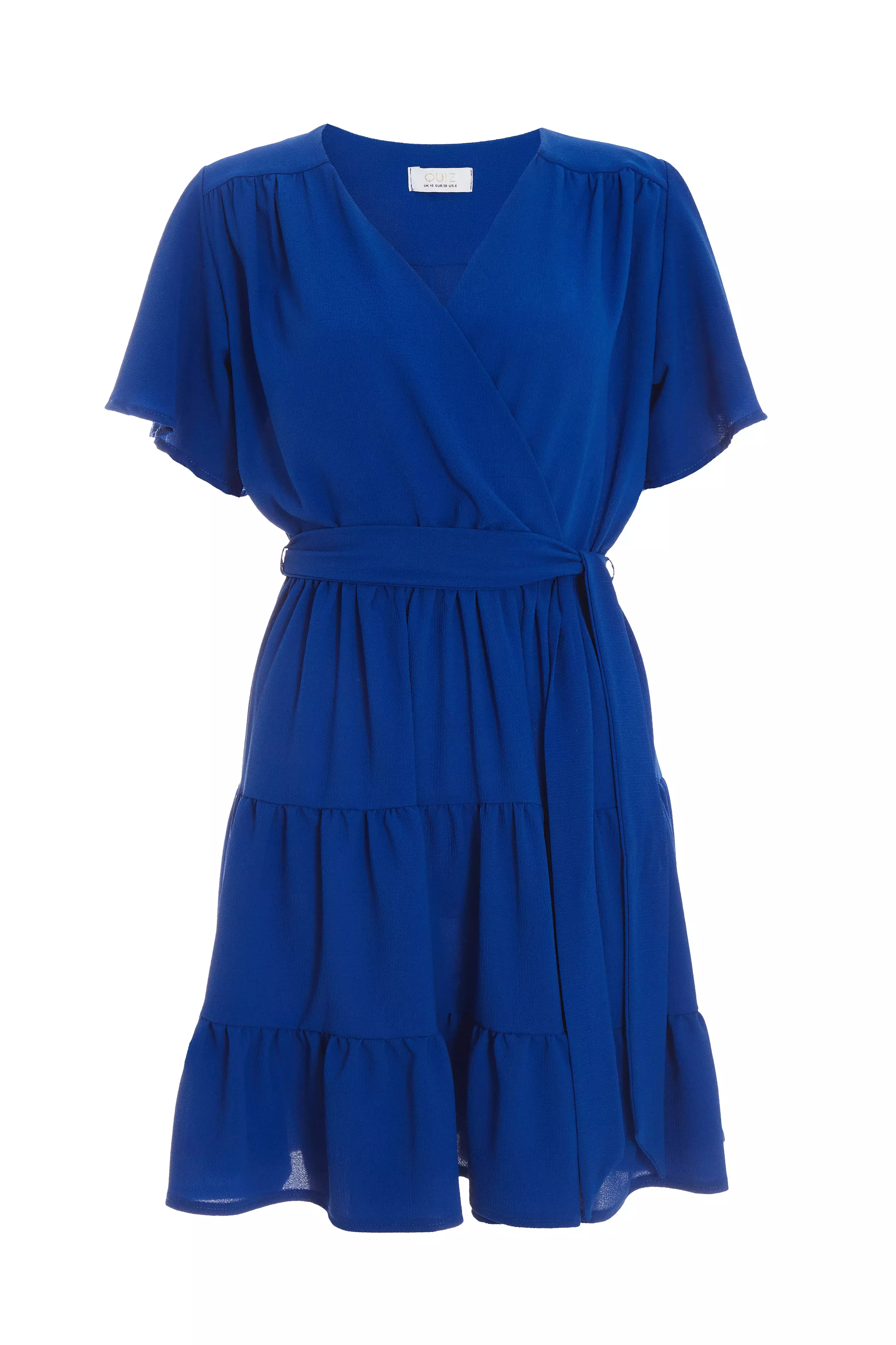 Royal Blue Wrap Skater Dress - QUIZ Clothing