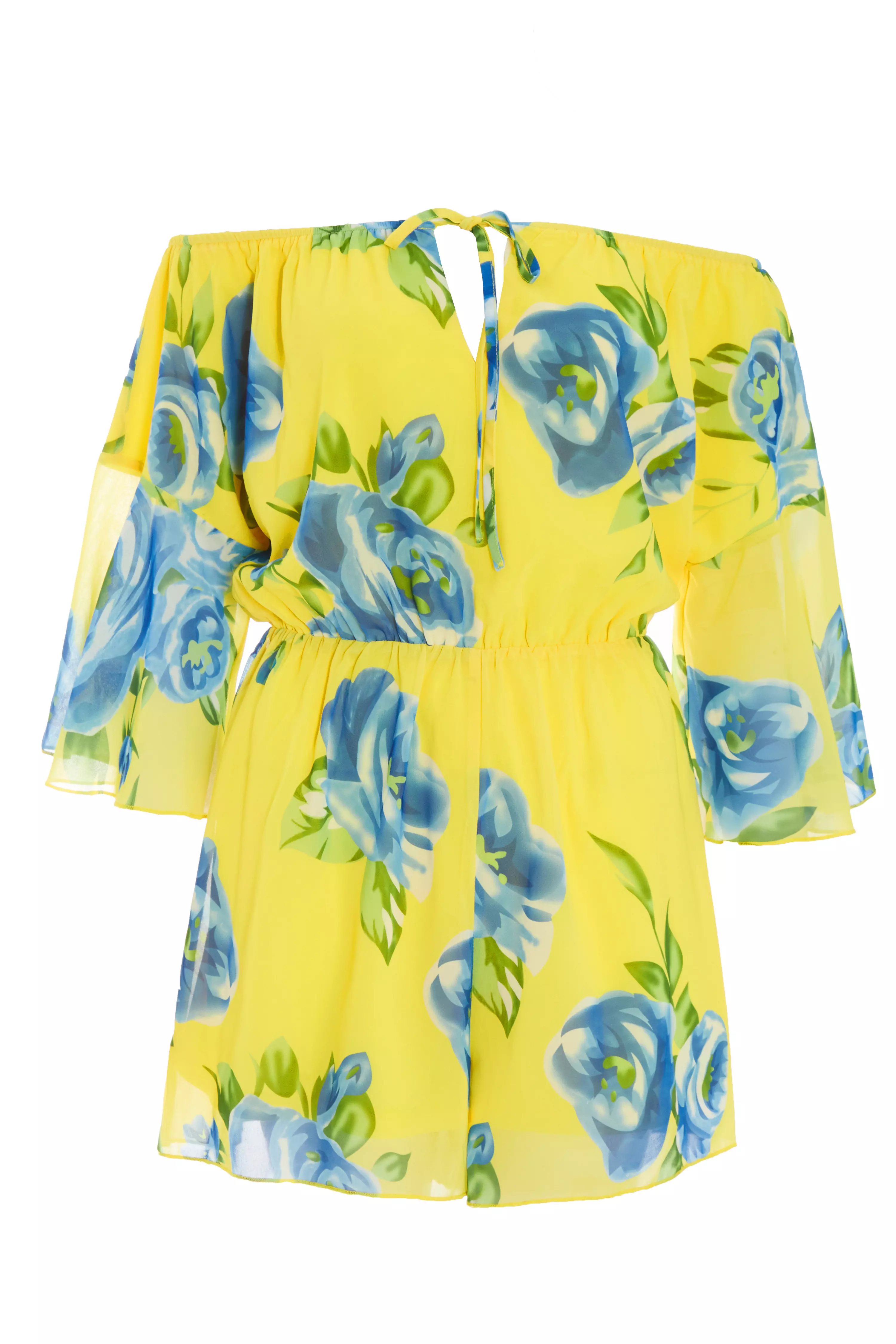Yellow Floral Bardot Playsuit QUIZ Clothing
