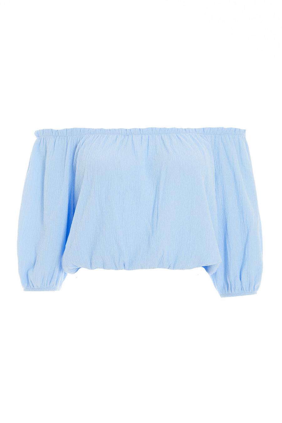 Baby blue bardot online top