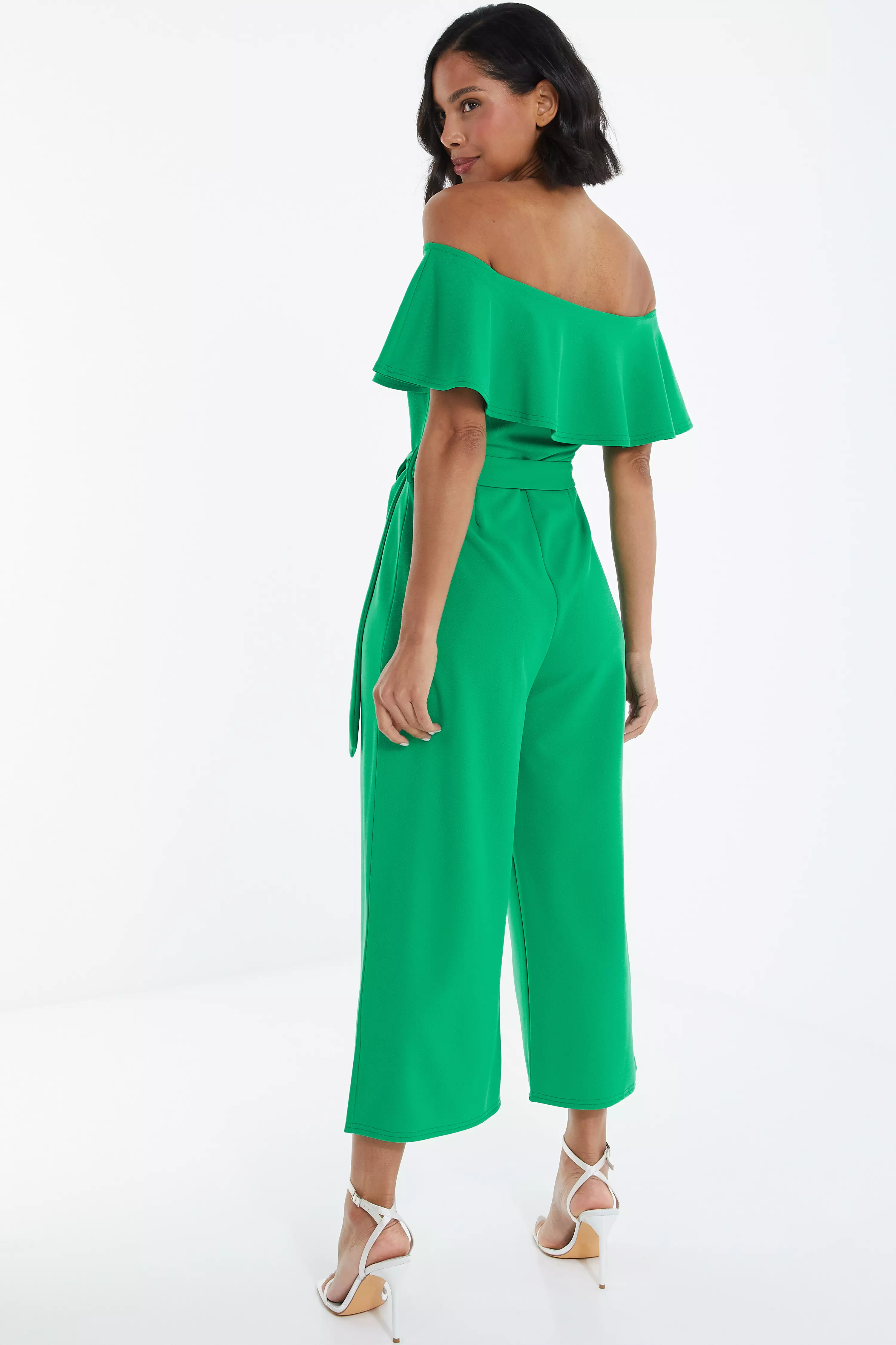 Green Bardot Culotte Jumpsuit QUIZ Clothing